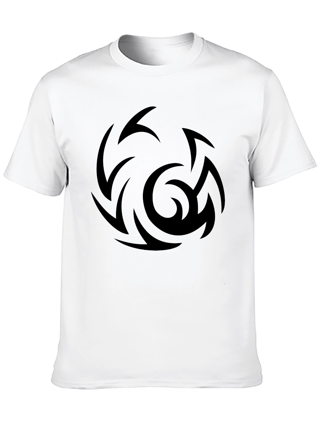Mens Black Graphic Tee - Abstract Swirl Design
