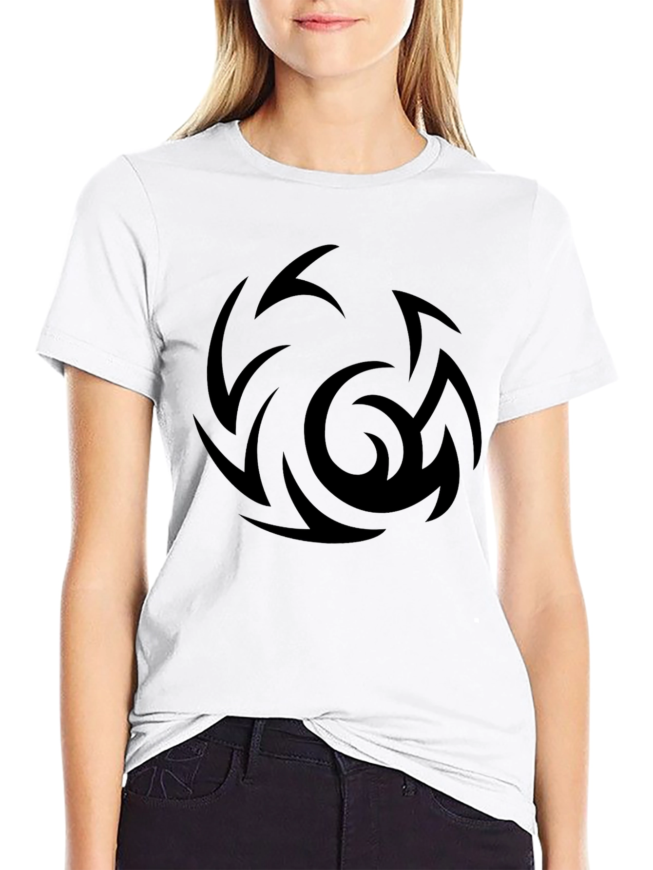 Mens Black Graphic Tee - Abstract Swirl Design