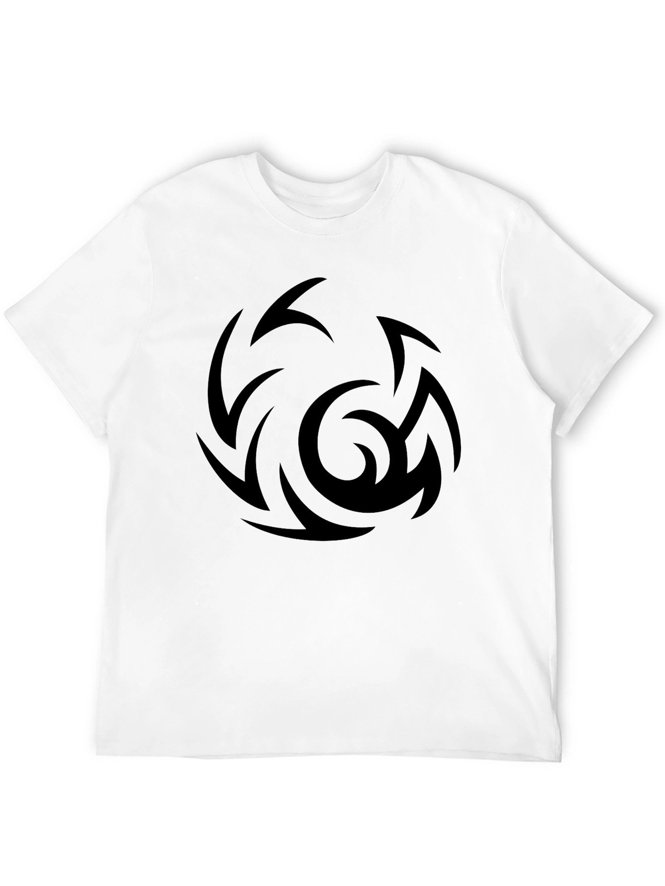 Mens Black Graphic Tee - Abstract Swirl Design