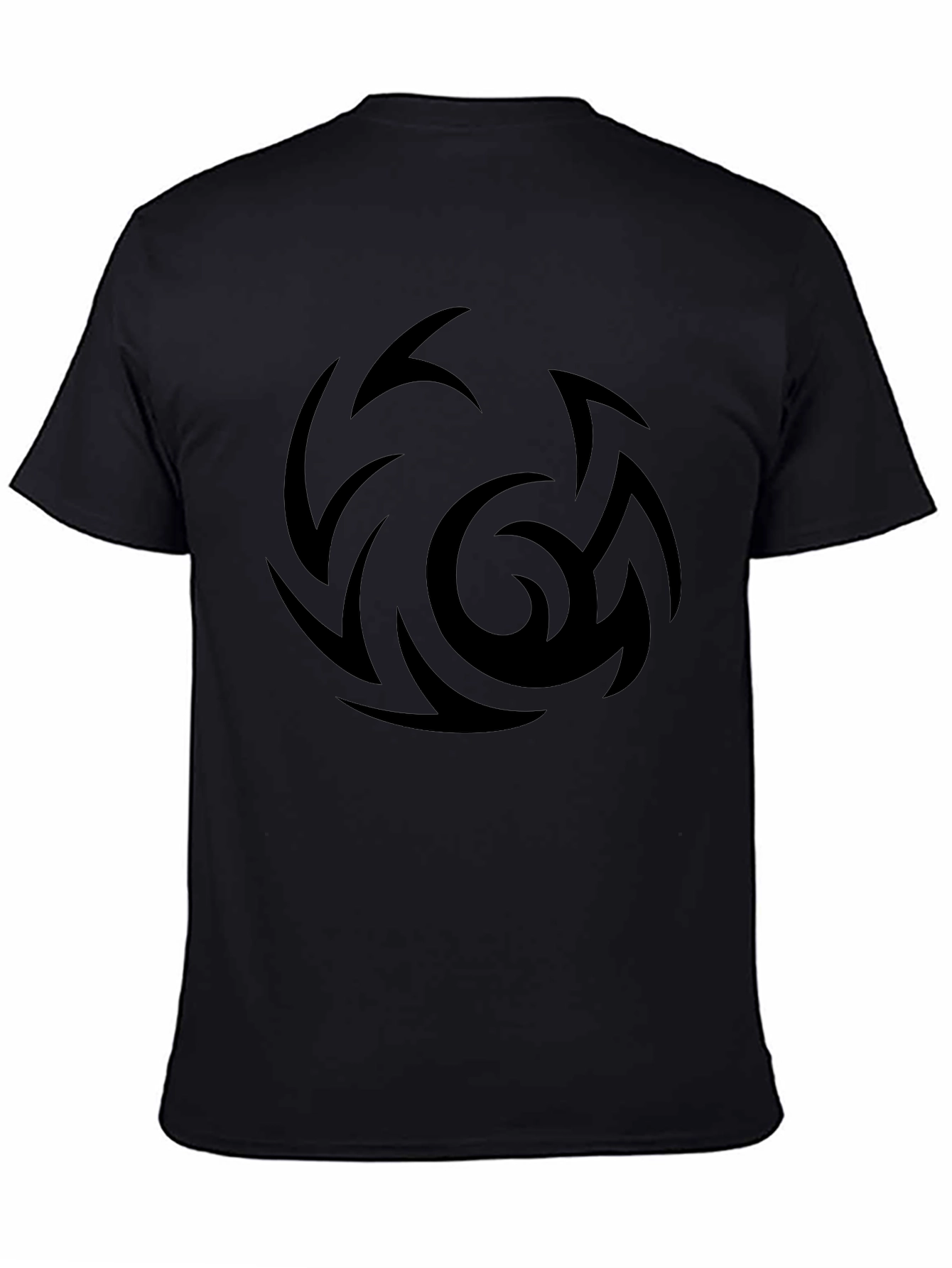 Mens Black Graphic Tee - Abstract Swirl Design
