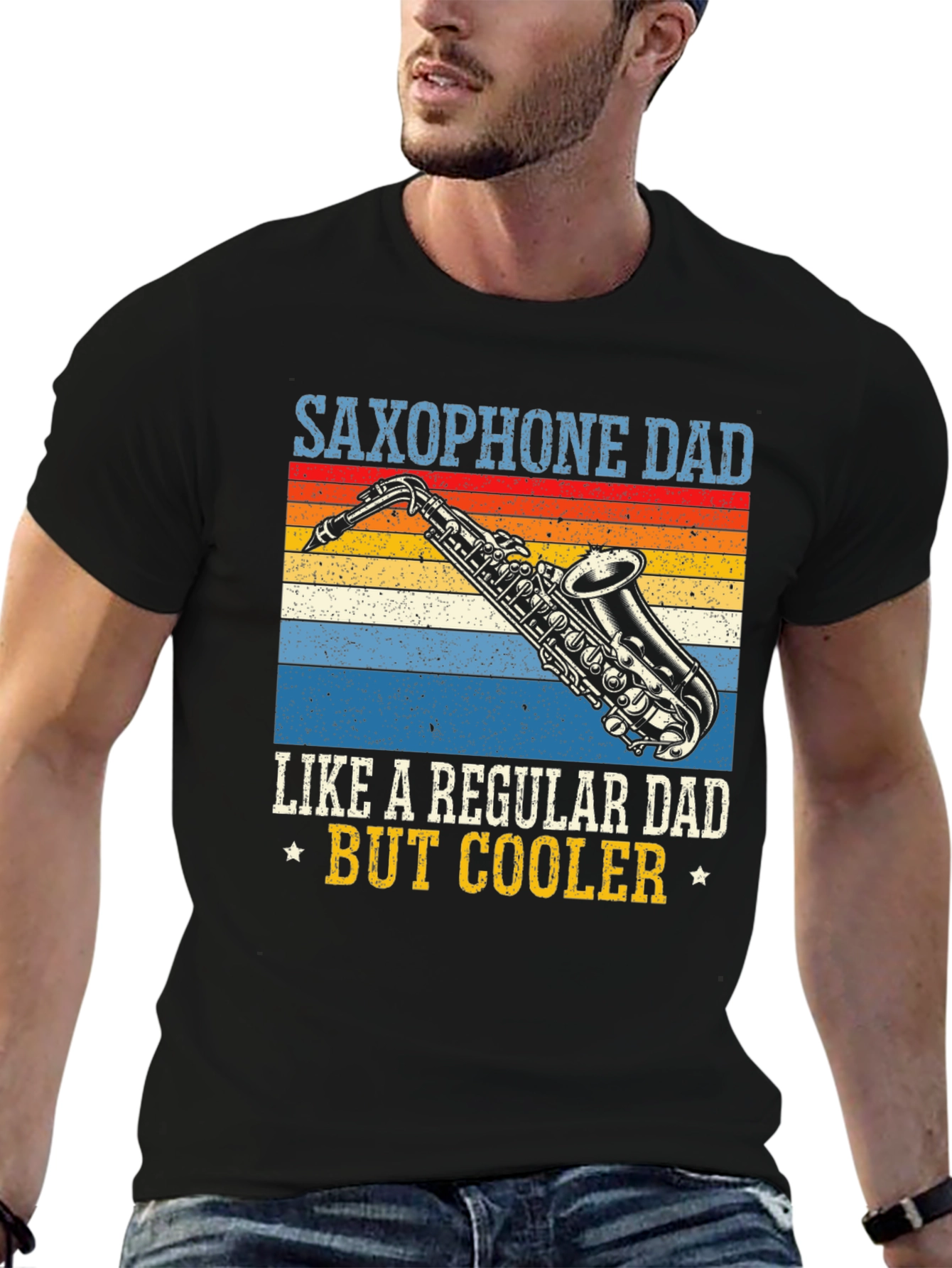 Saxophone Dad Tee - Retro Music Lover Gift