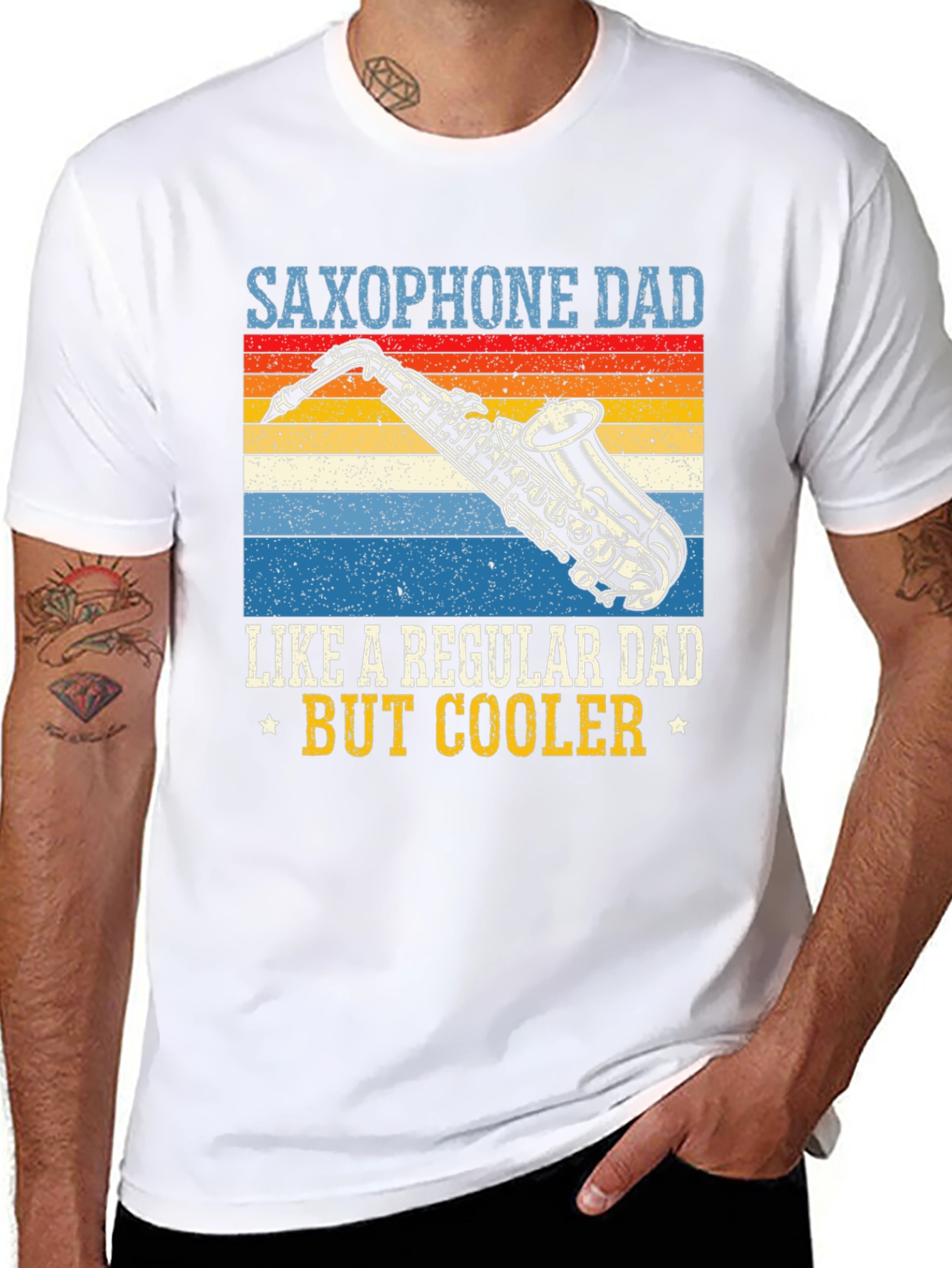 Saxophone Dad Tee - Retro Music Lover Gift