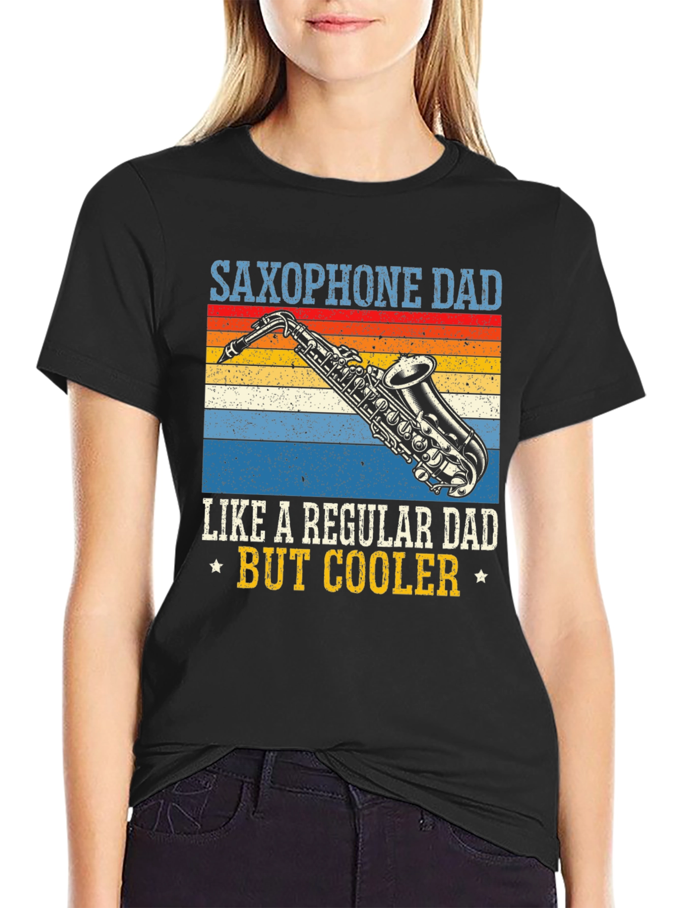Saxophone Dad Tee - Retro Music Lover Gift