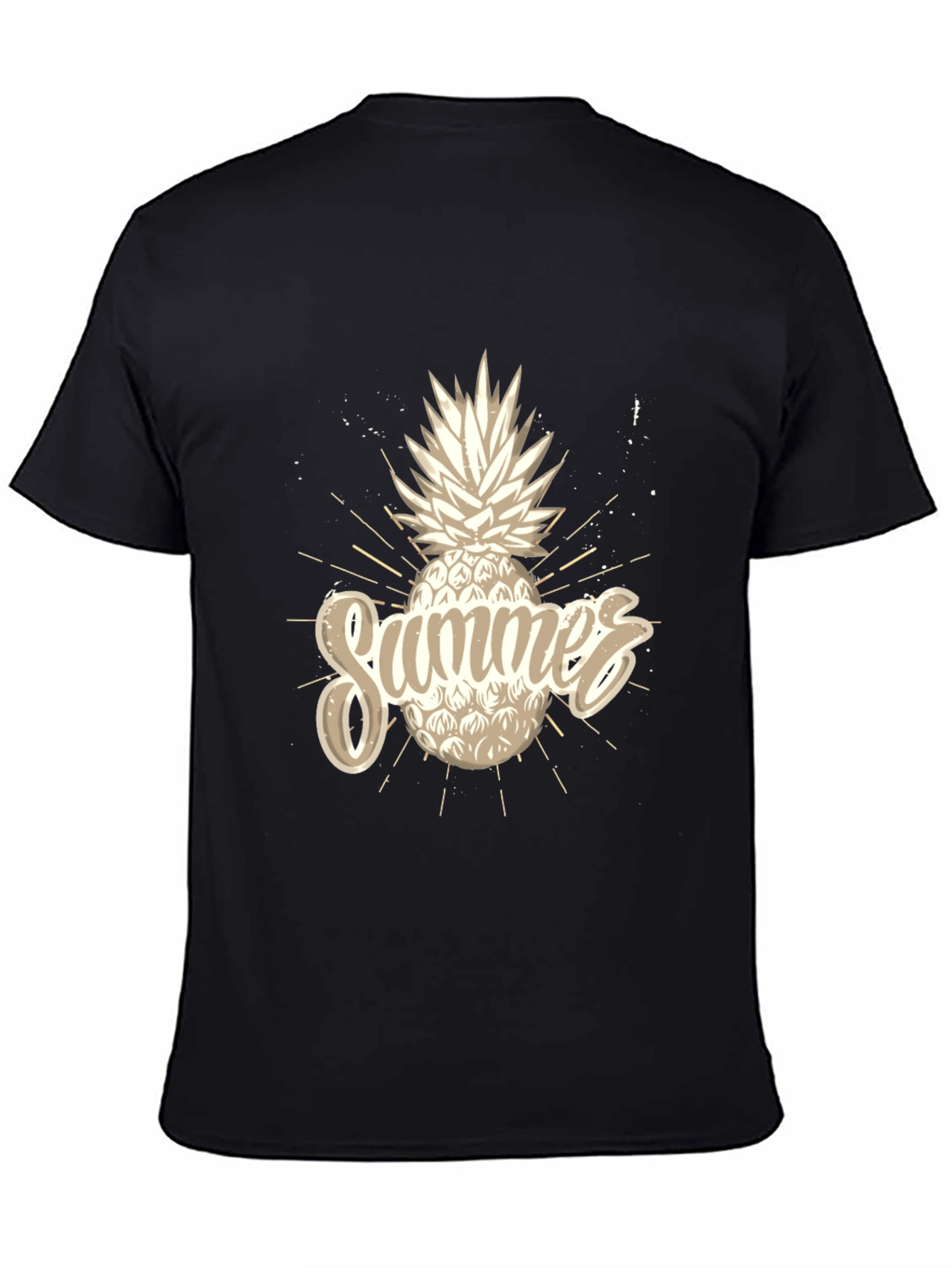 Summer Pineapple Graphic Black T-Shirt