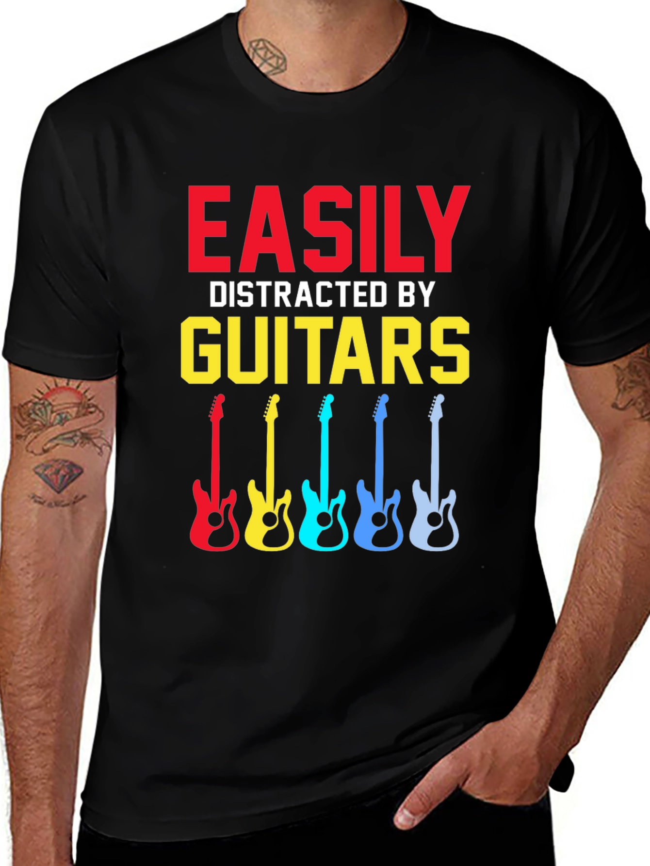 Easily Distracted By Guitars Graphic T-Shirt