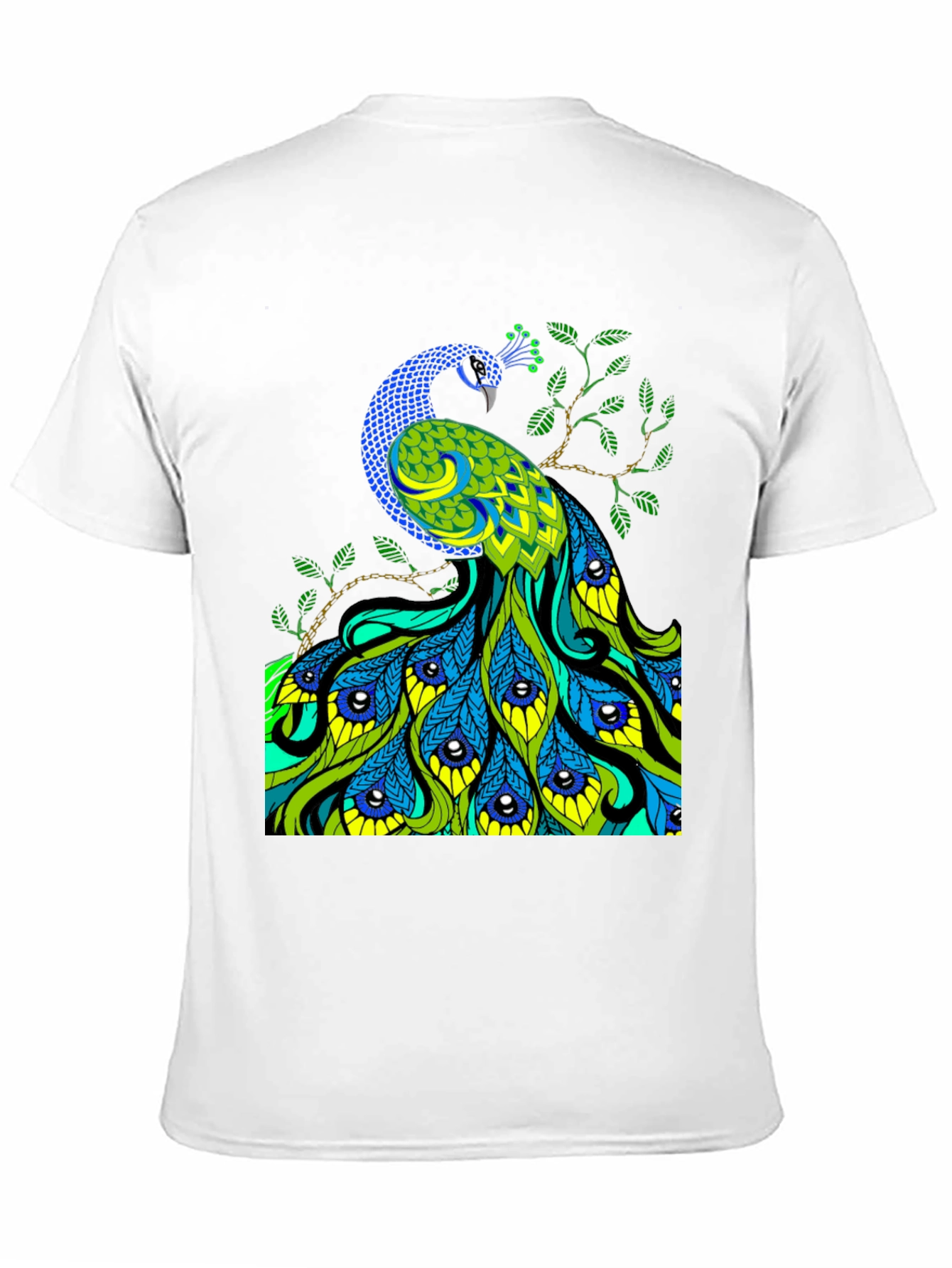 Peacock Graphic Print Black T-Shirt