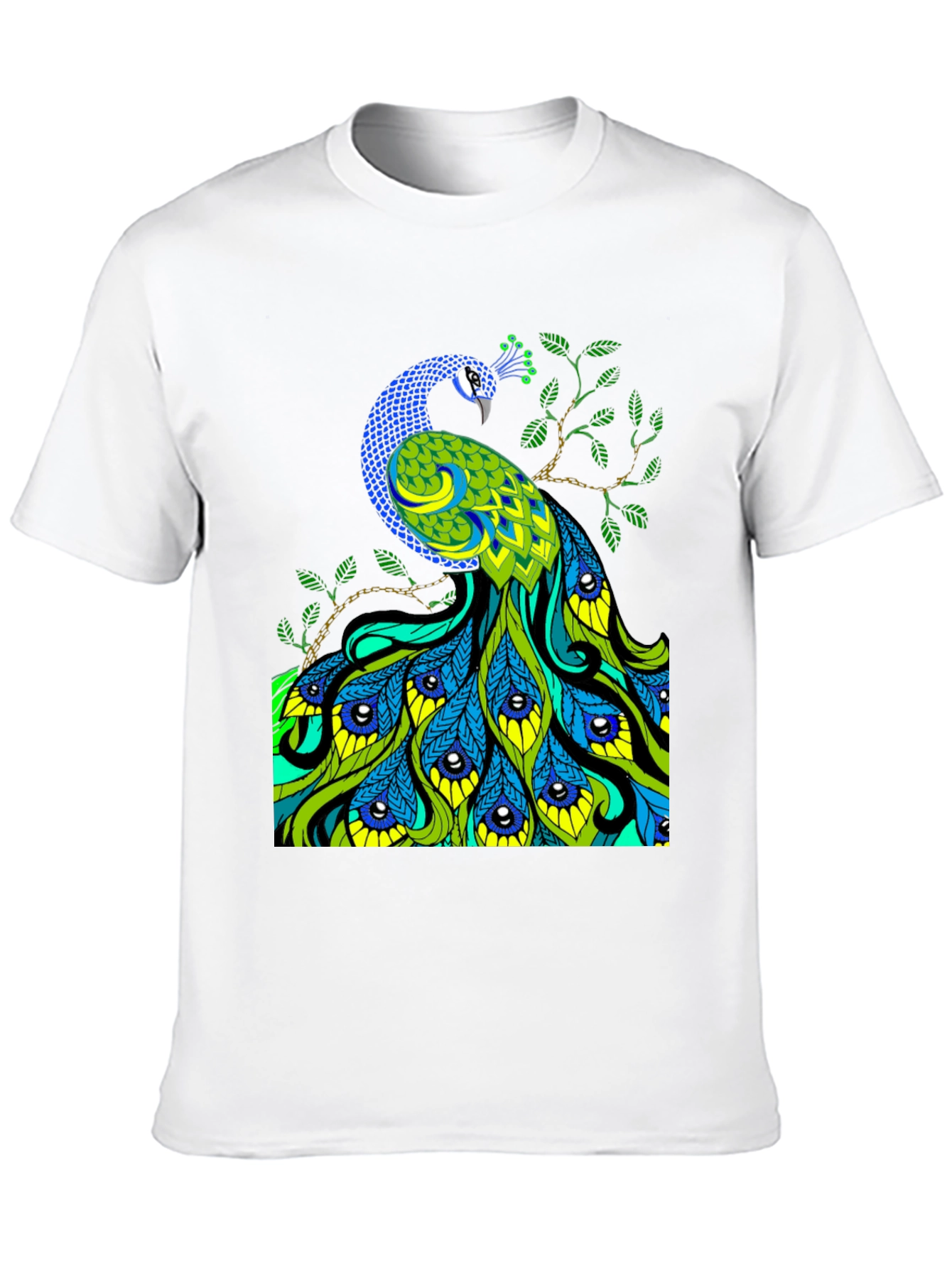 Peacock Graphic Print Black T-Shirt