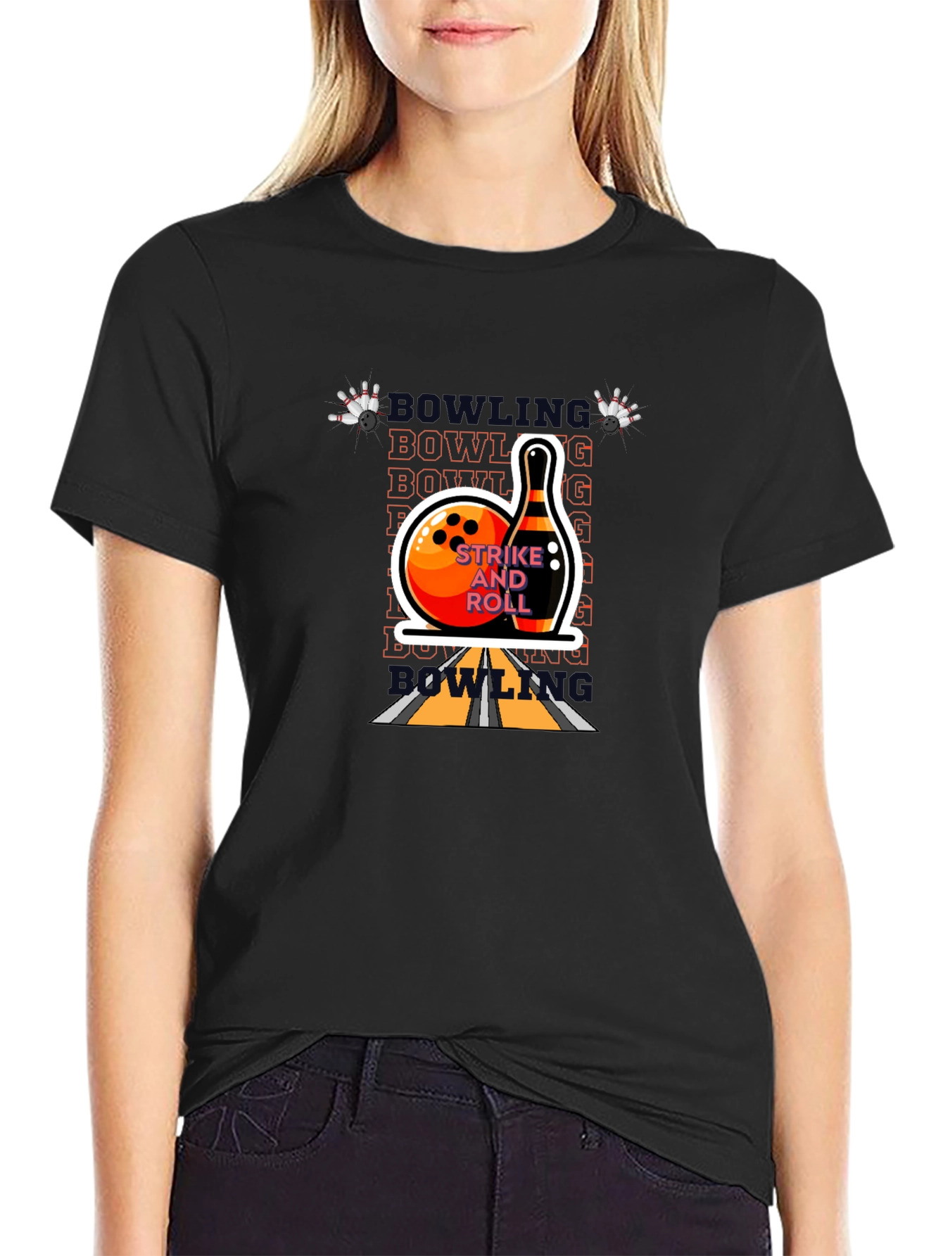 Bowling Strike and Roll Graphic Tee
