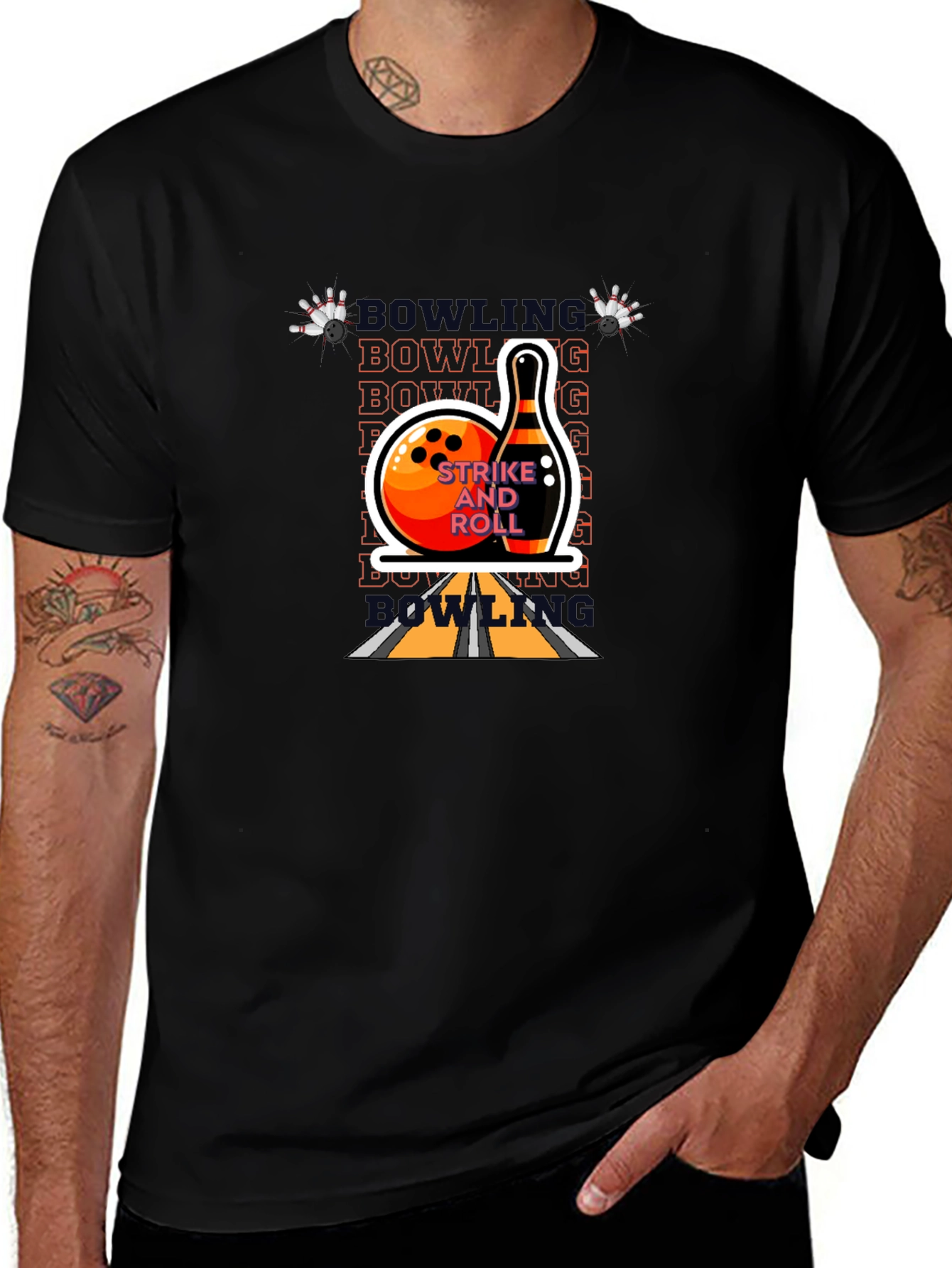Bowling Strike and Roll Graphic Tee