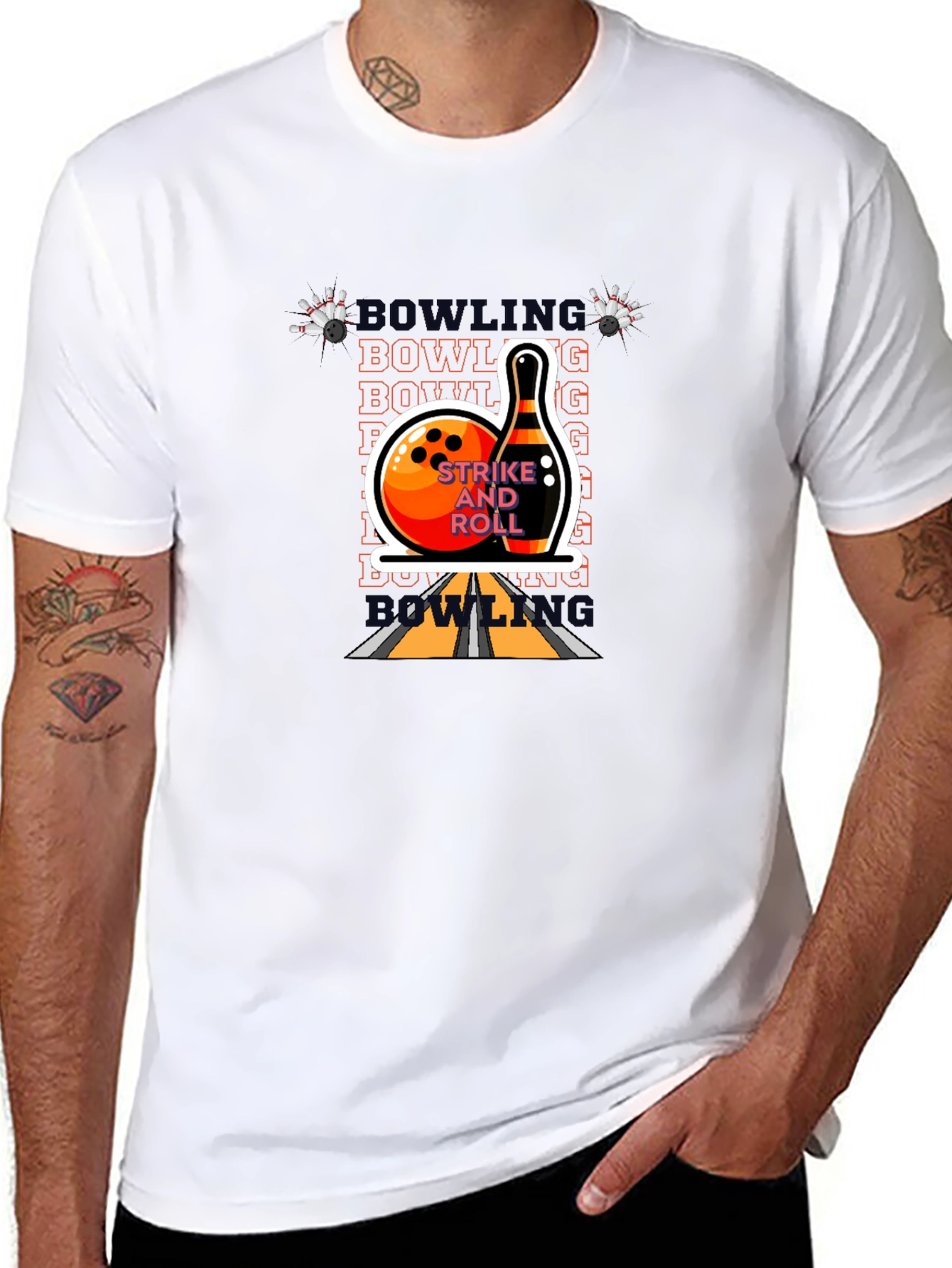 Bowling Strike and Roll Graphic Tee