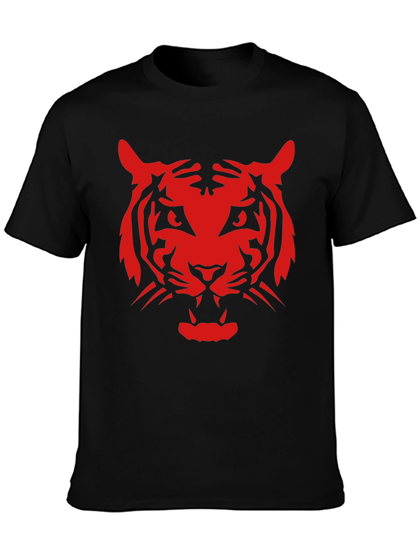 Bold Red Tiger Graphic Black T-Shirt