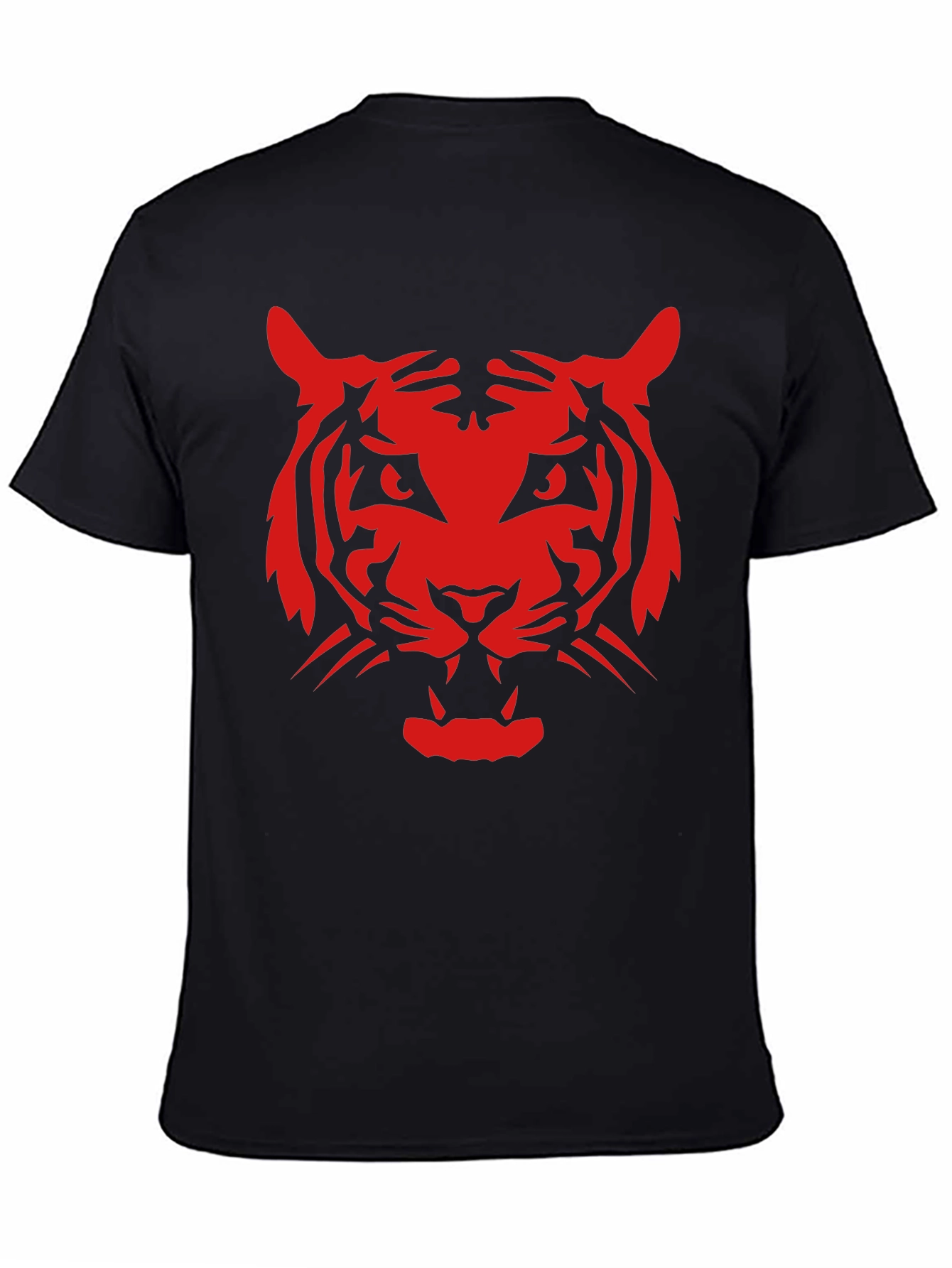 Bold Red Tiger Graphic Black T-Shirt