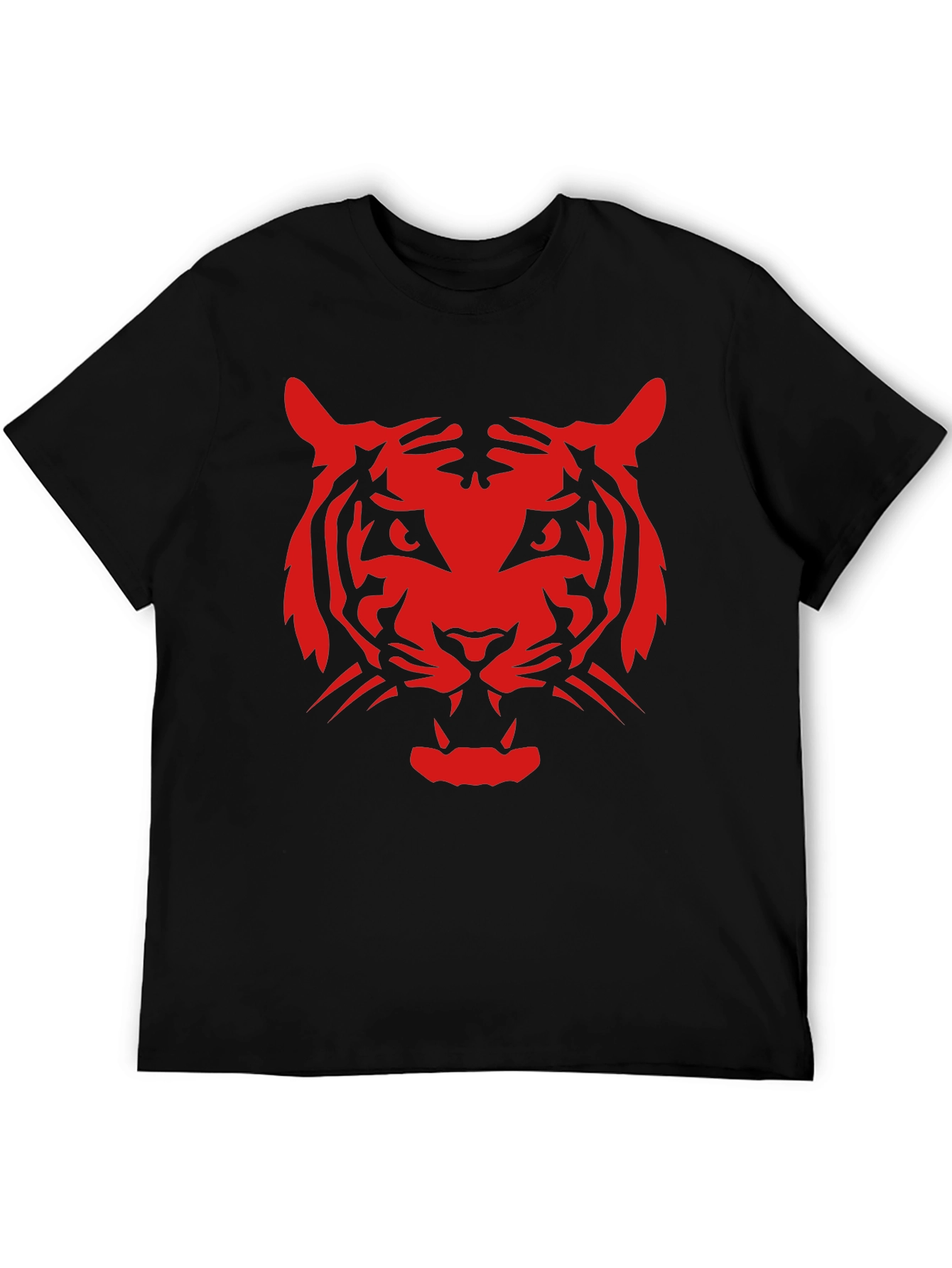 Bold Red Tiger Graphic Black T-Shirt