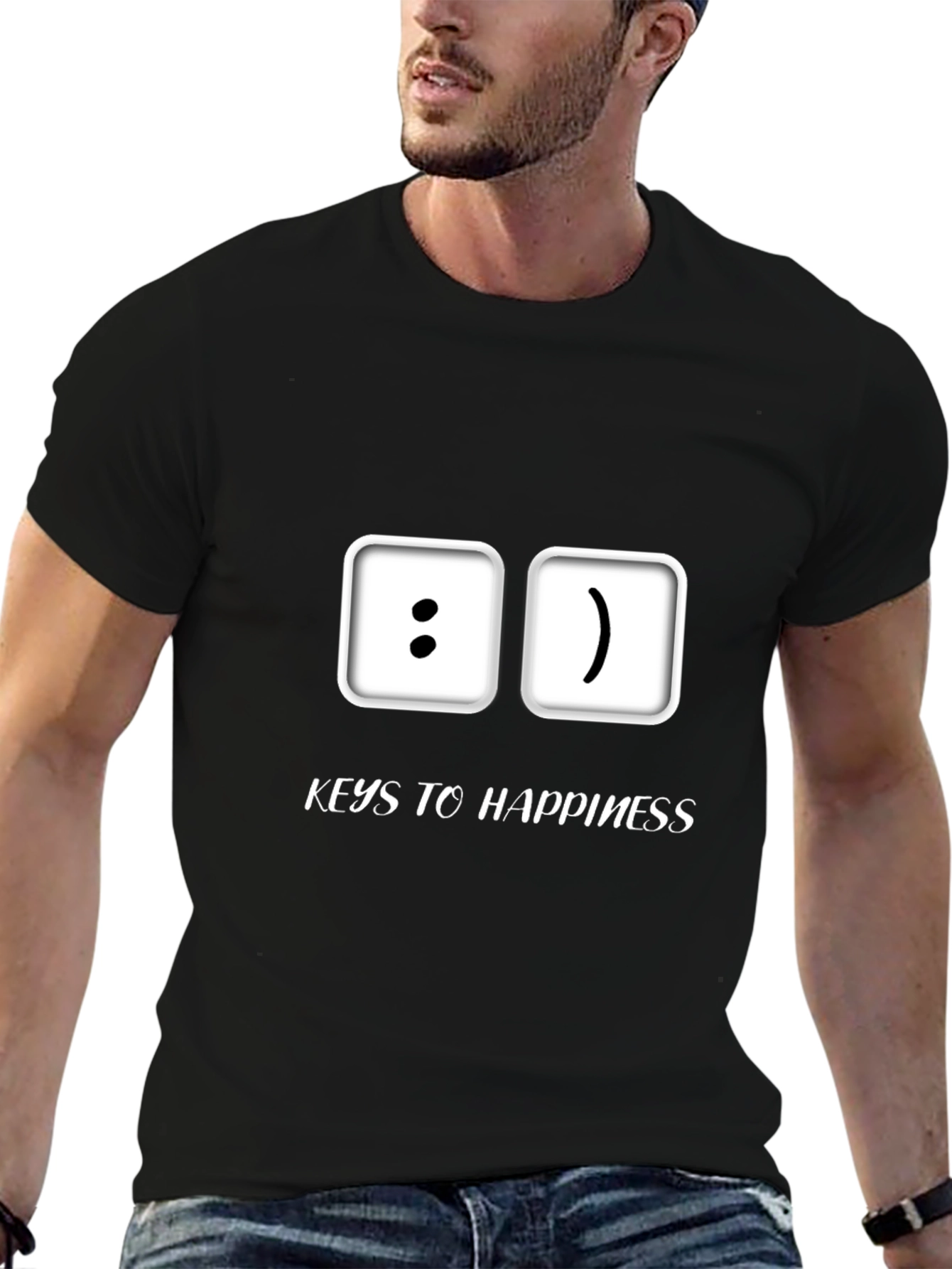 Keys to Happiness T-Shirt - Emoticon Style