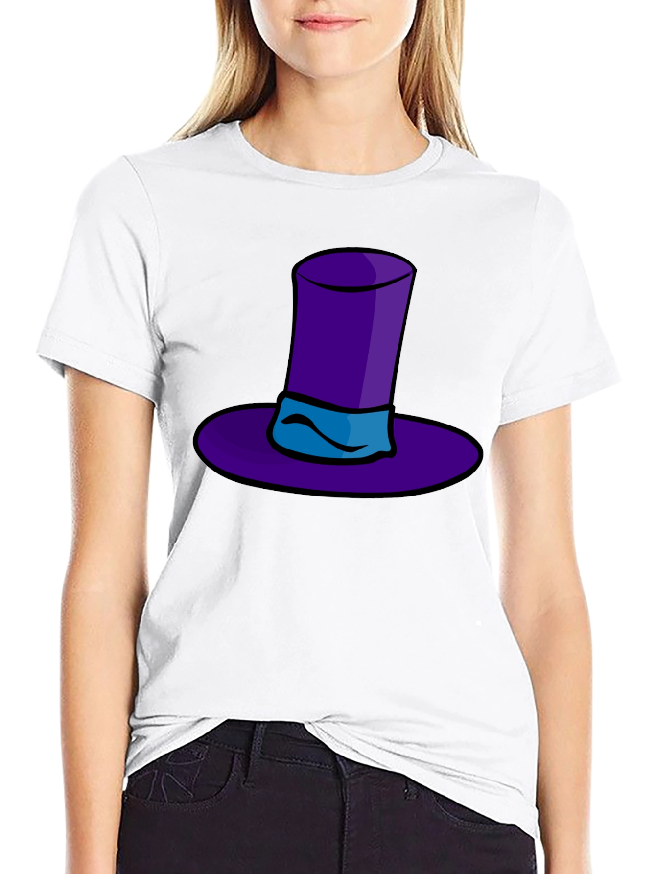 Whimsical Purple Hat Graphic Tee - Quirky Style