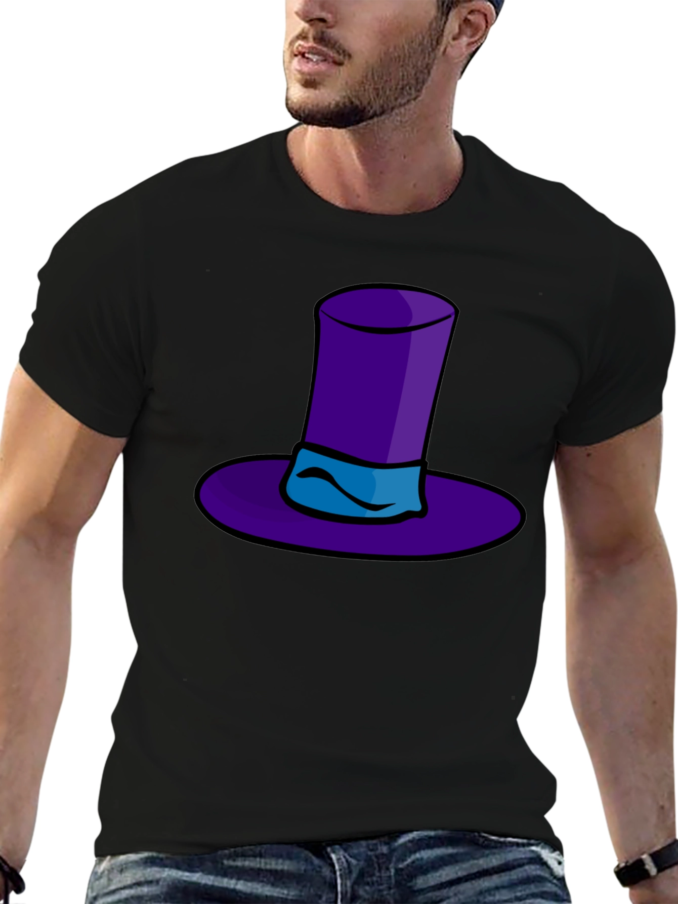 Whimsical Purple Hat Graphic Tee - Quirky Style