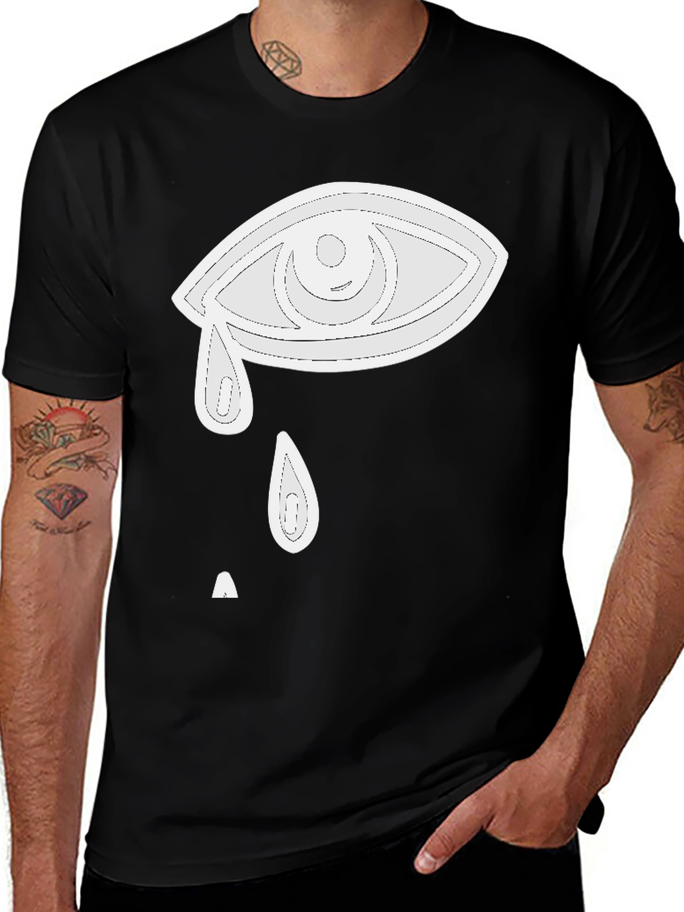 Eye Crying Graphic T-Shirt - Black
