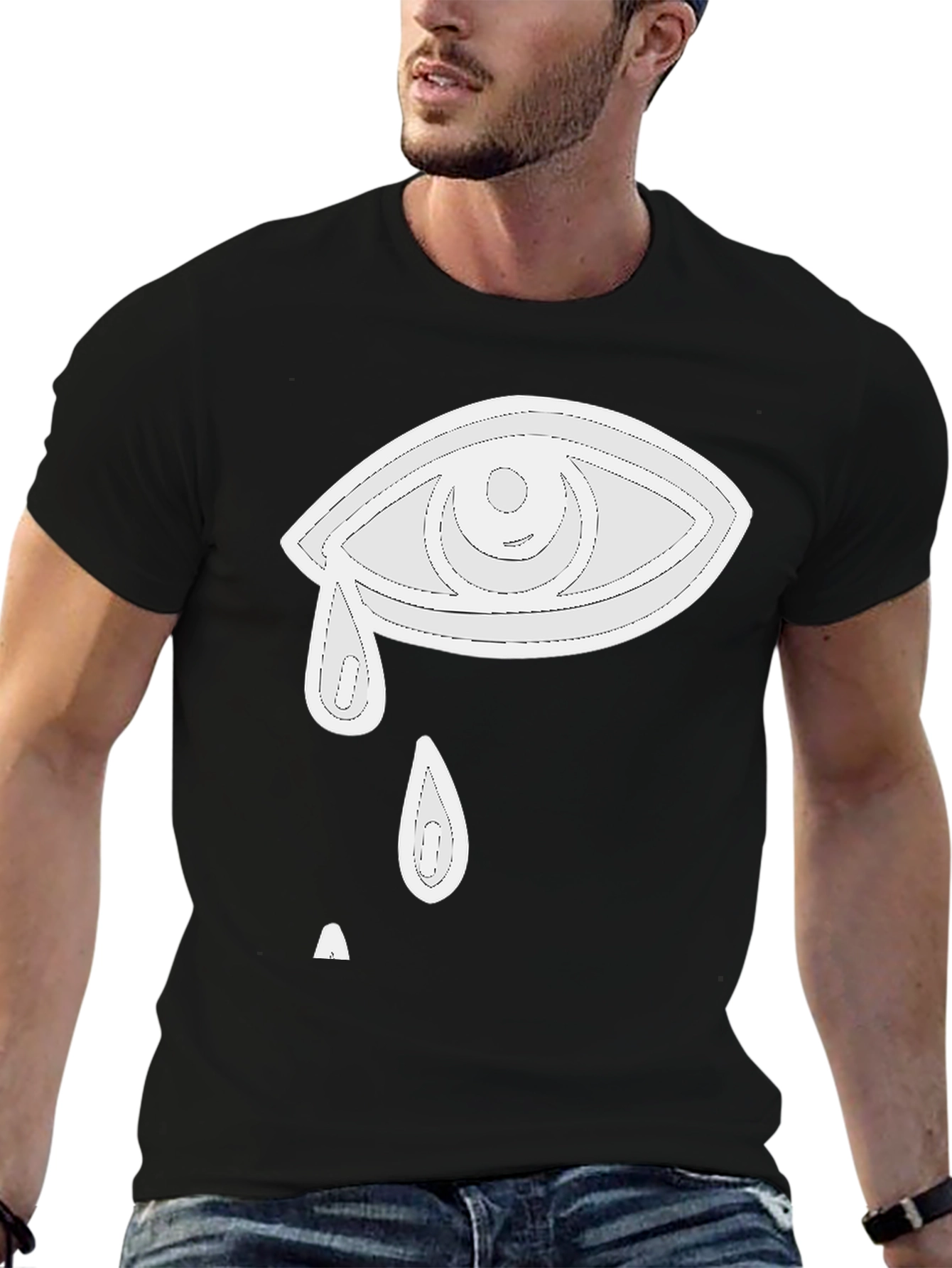Eye Crying Graphic T-Shirt - Black
