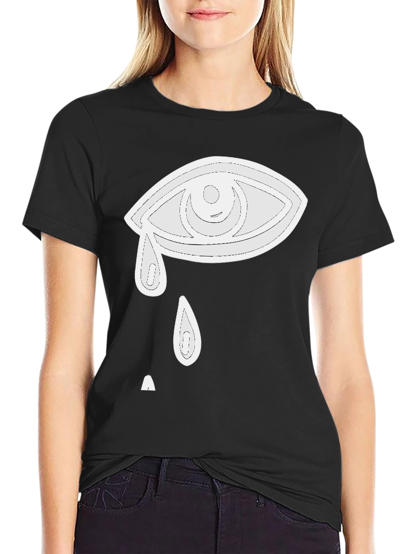 Eye Crying Graphic T-Shirt - Black