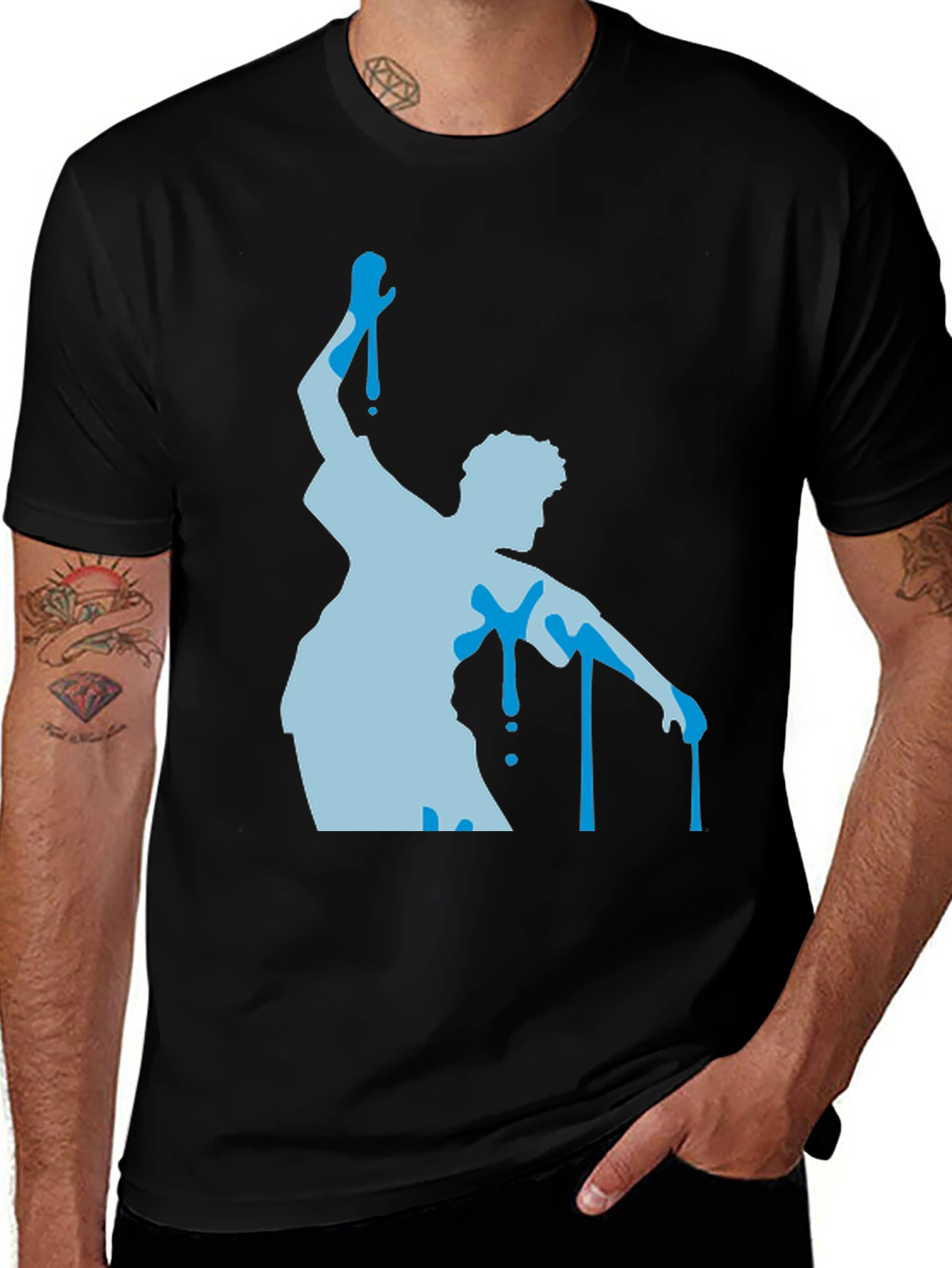 Abstract Dancer Graphic Tee - Black Cotton T-Shirt