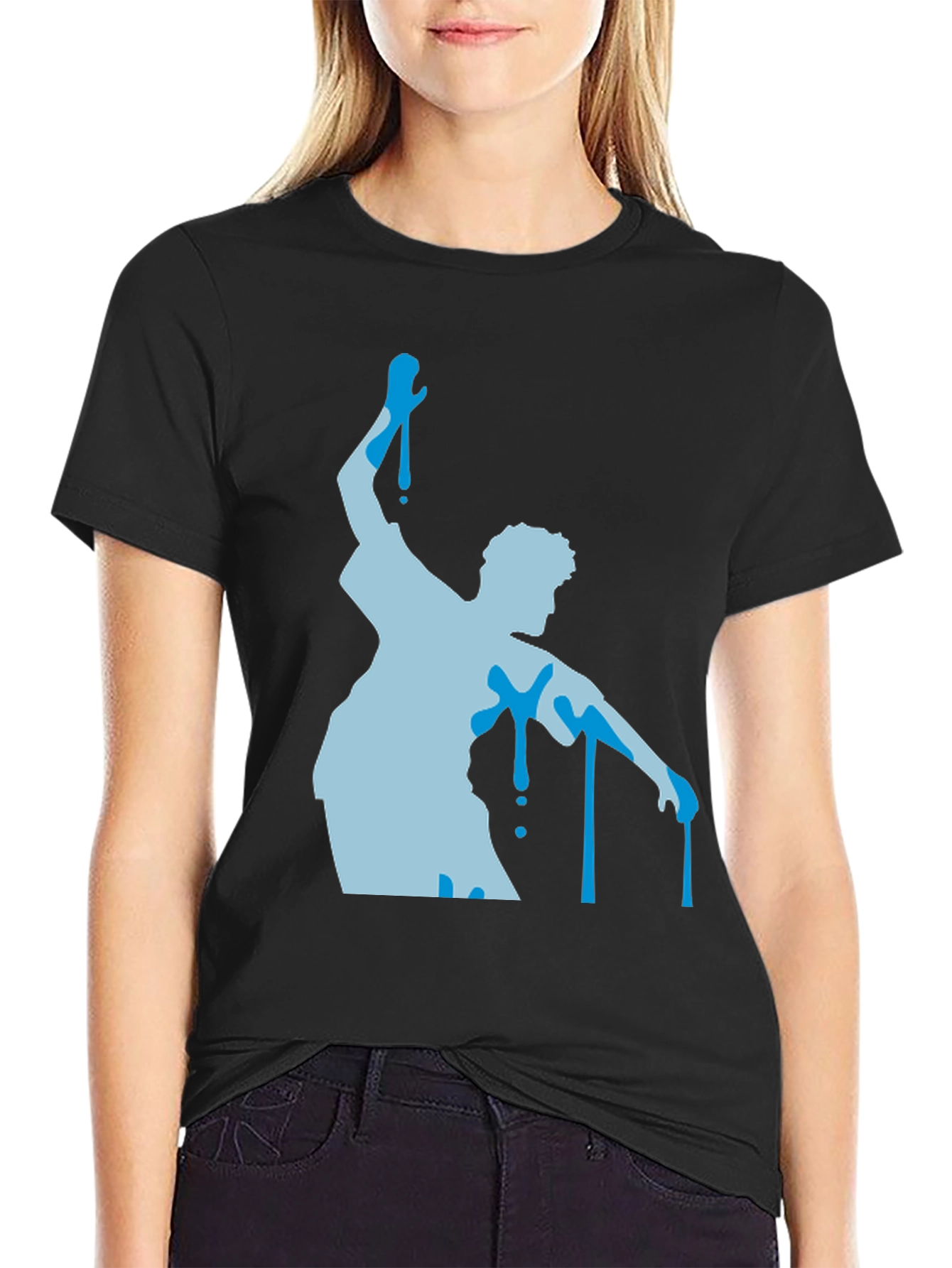 Abstract Dancer Graphic Tee - Black Cotton T-Shirt