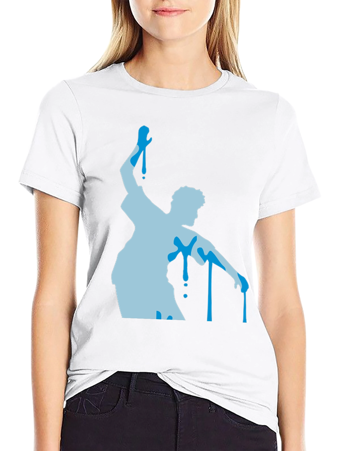 Abstract Dancer Graphic Tee - Black Cotton T-Shirt