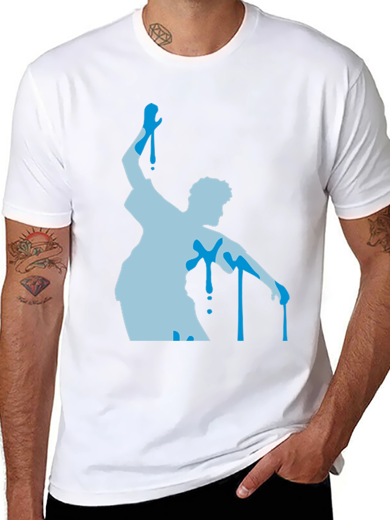 Abstract Dancer Graphic Tee - Black Cotton T-Shirt