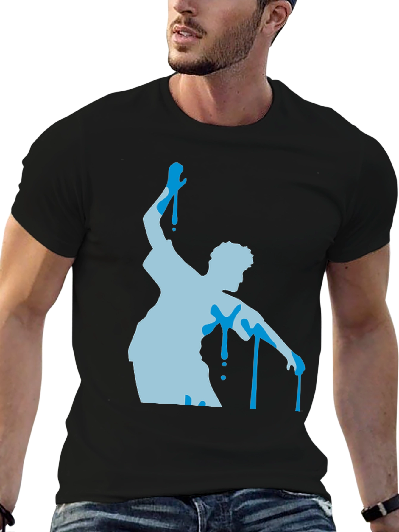 Abstract Dancer Graphic Tee - Black Cotton T-Shirt
