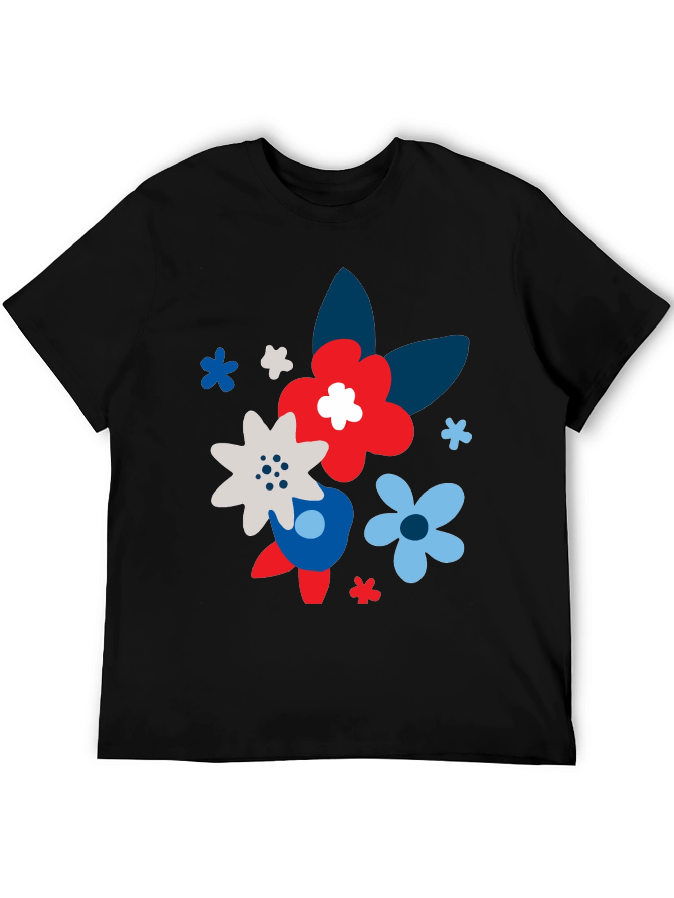 Floral Print Black T-Shirt for Men