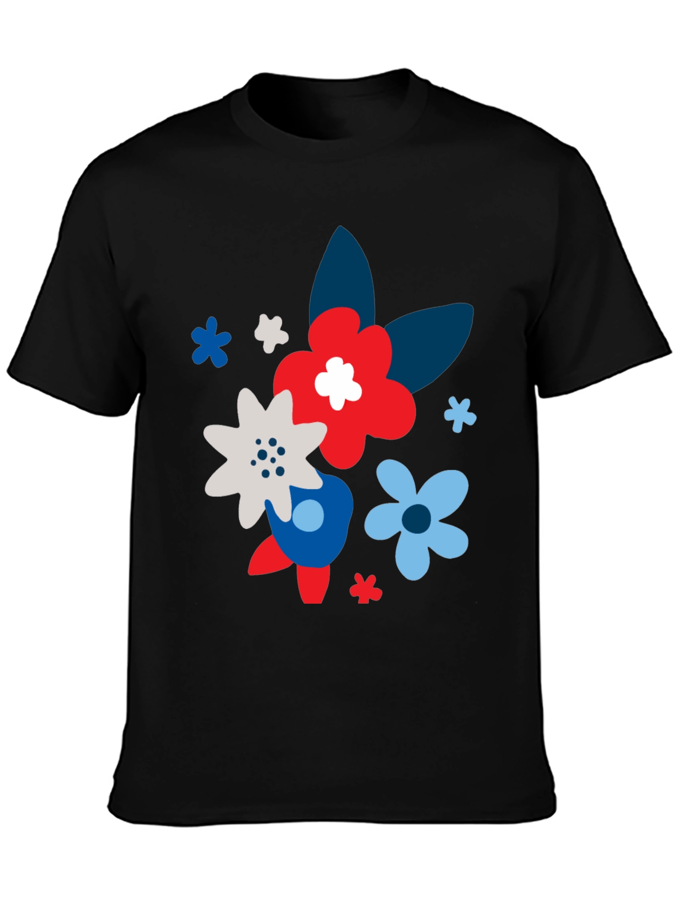Floral Print Black T-Shirt for Men