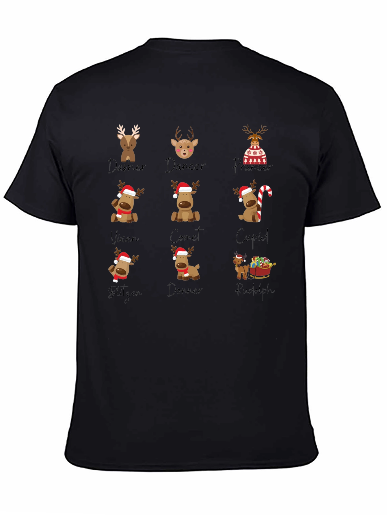 Reindeer Names Christmas T-Shirt