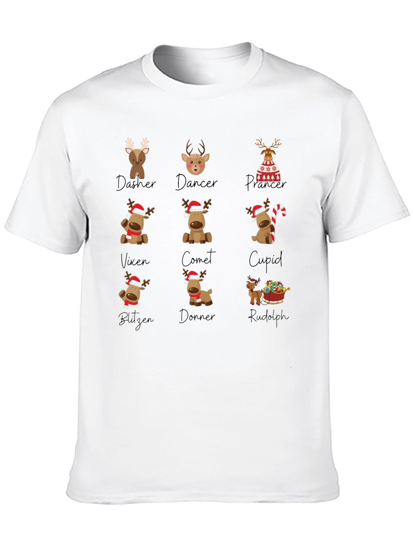 Reindeer Names Christmas T-Shirt