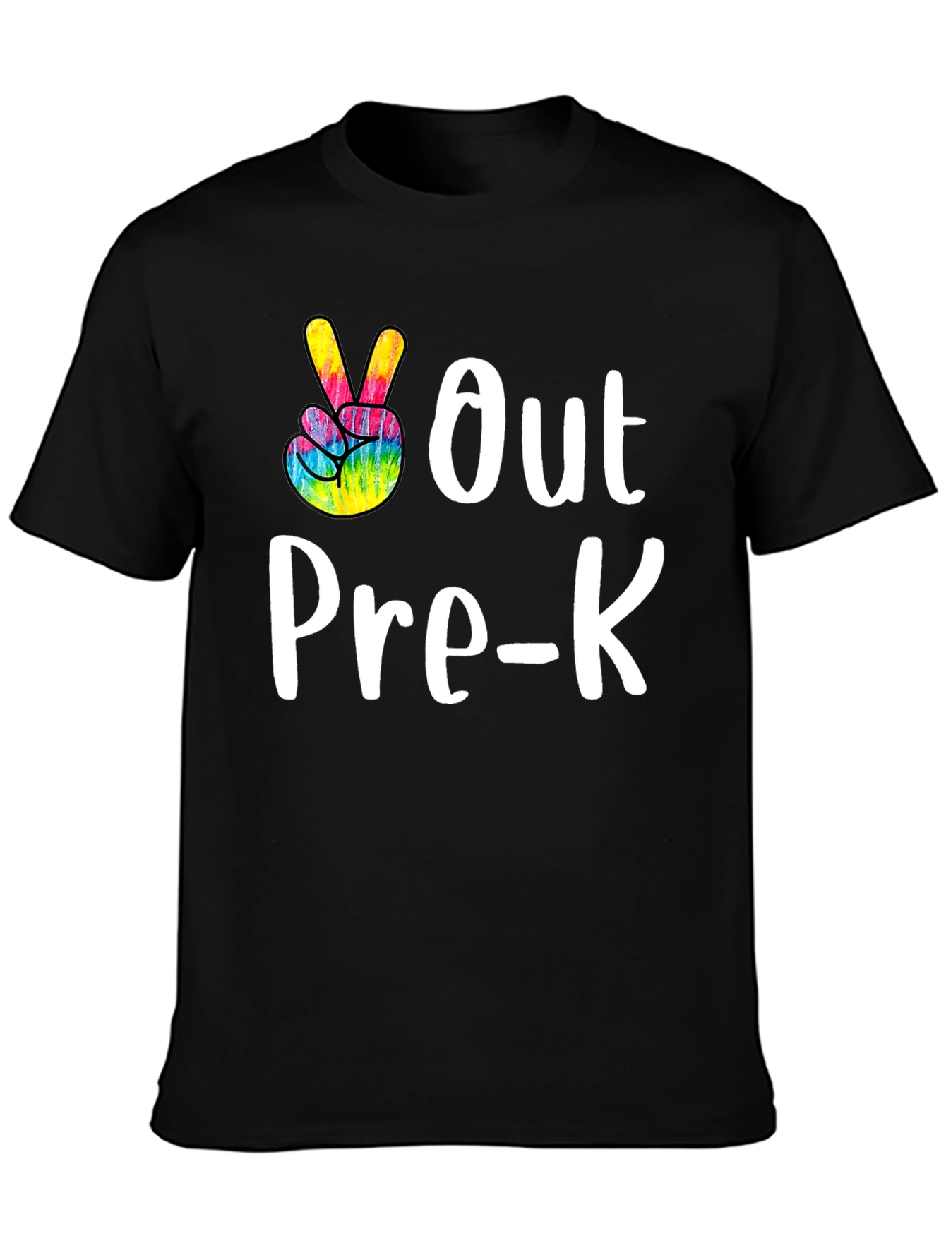 Out Pre-K Peace Sign T-Shirt Black Cotton Casual