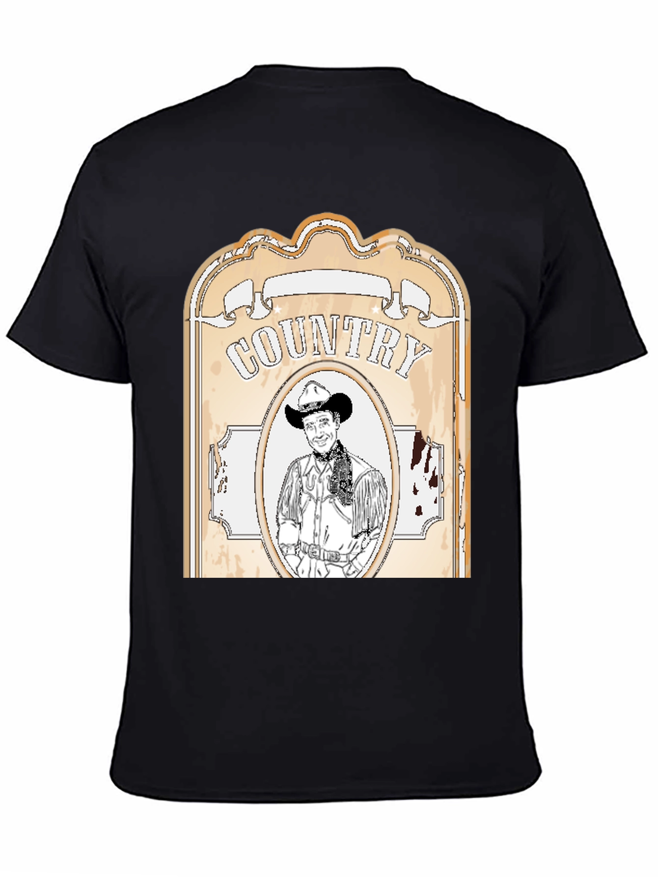 Country Cowboy Graphic Tee - Western Style Black T-Shirt