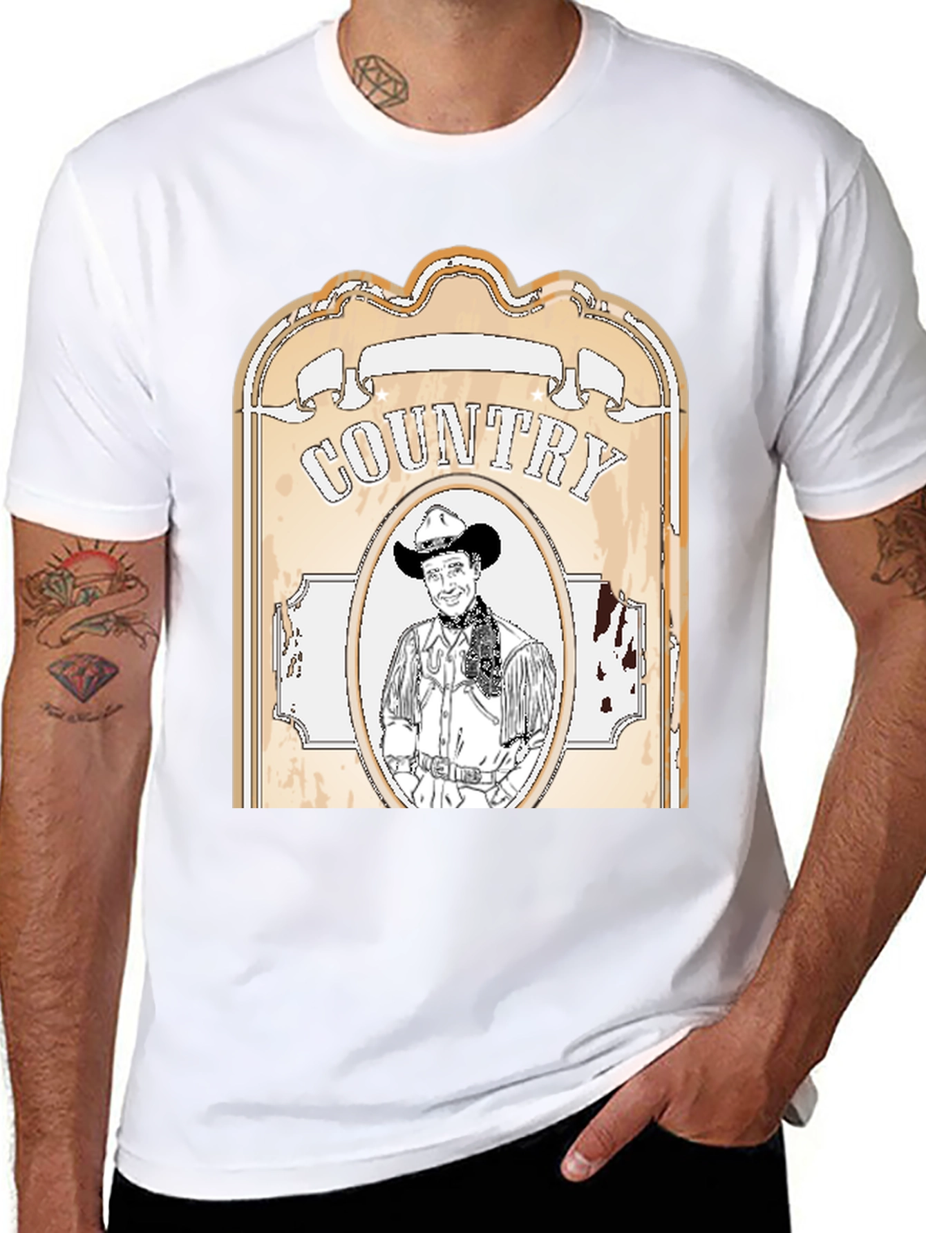 Country Cowboy Graphic Tee - Western Style Black T-Shirt