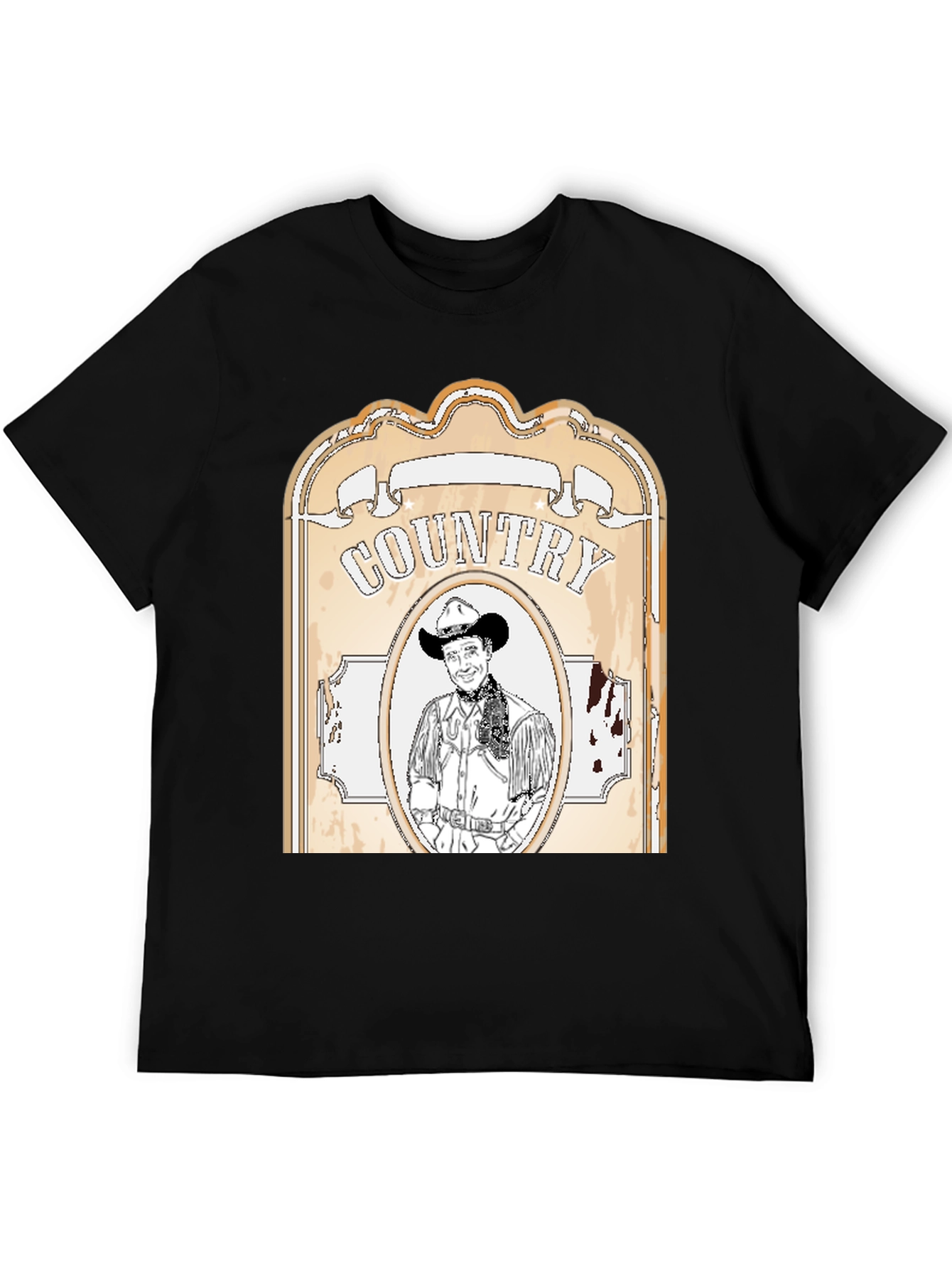 Country Cowboy Graphic Tee - Western Style Black T-Shirt