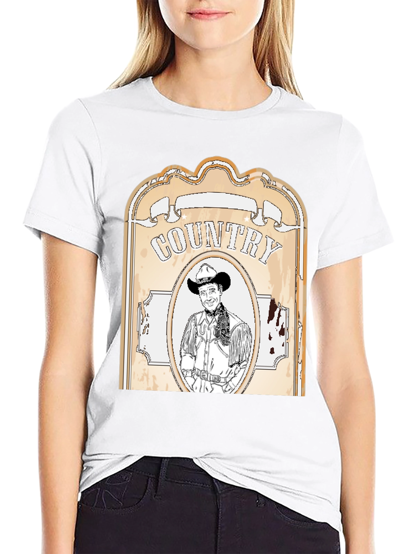 Country Cowboy Graphic Tee - Western Style Black T-Shirt