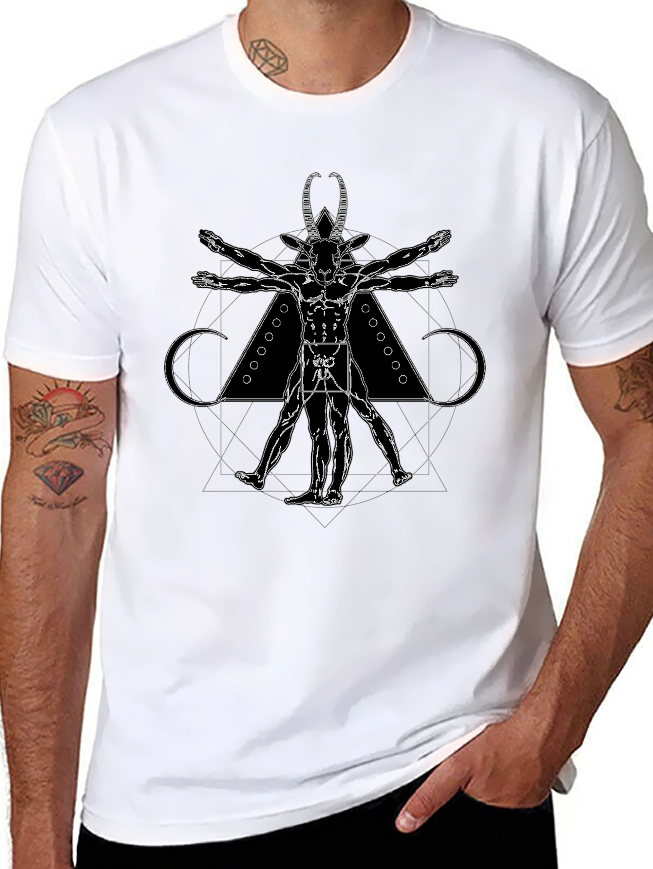 Baphomet Vitruvian Man Graphic T-Shirt