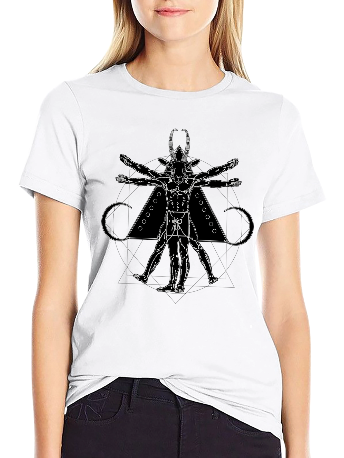 Baphomet Vitruvian Man Graphic T-Shirt