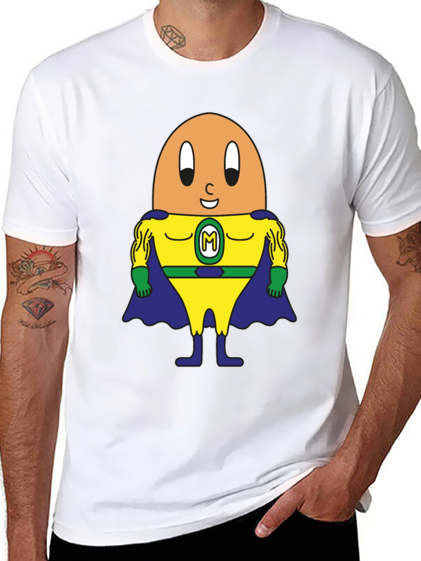Funny Egg Superhero Black T-Shirt
