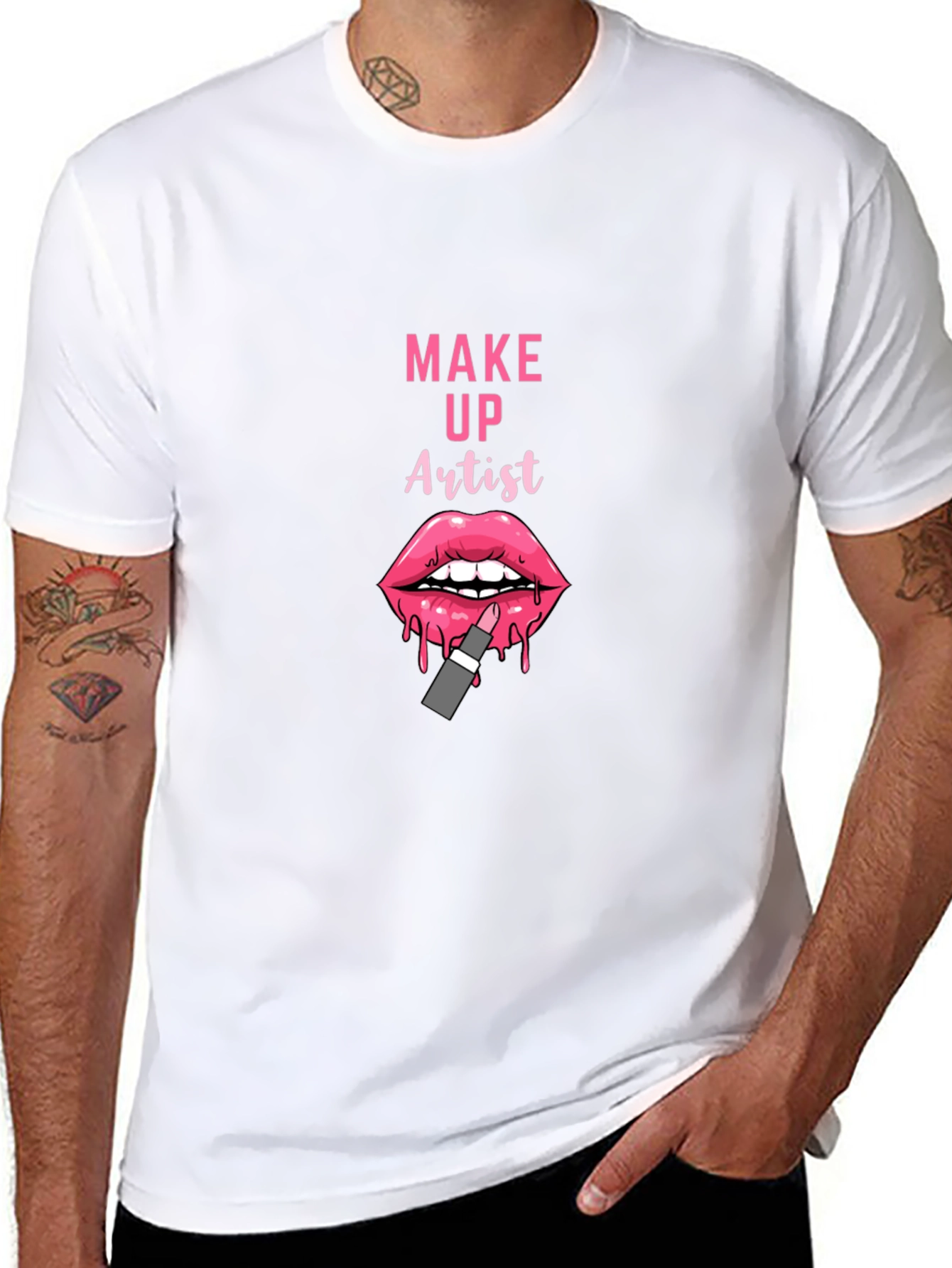 Makeup Artist T-Shirt - Pink Lips Design