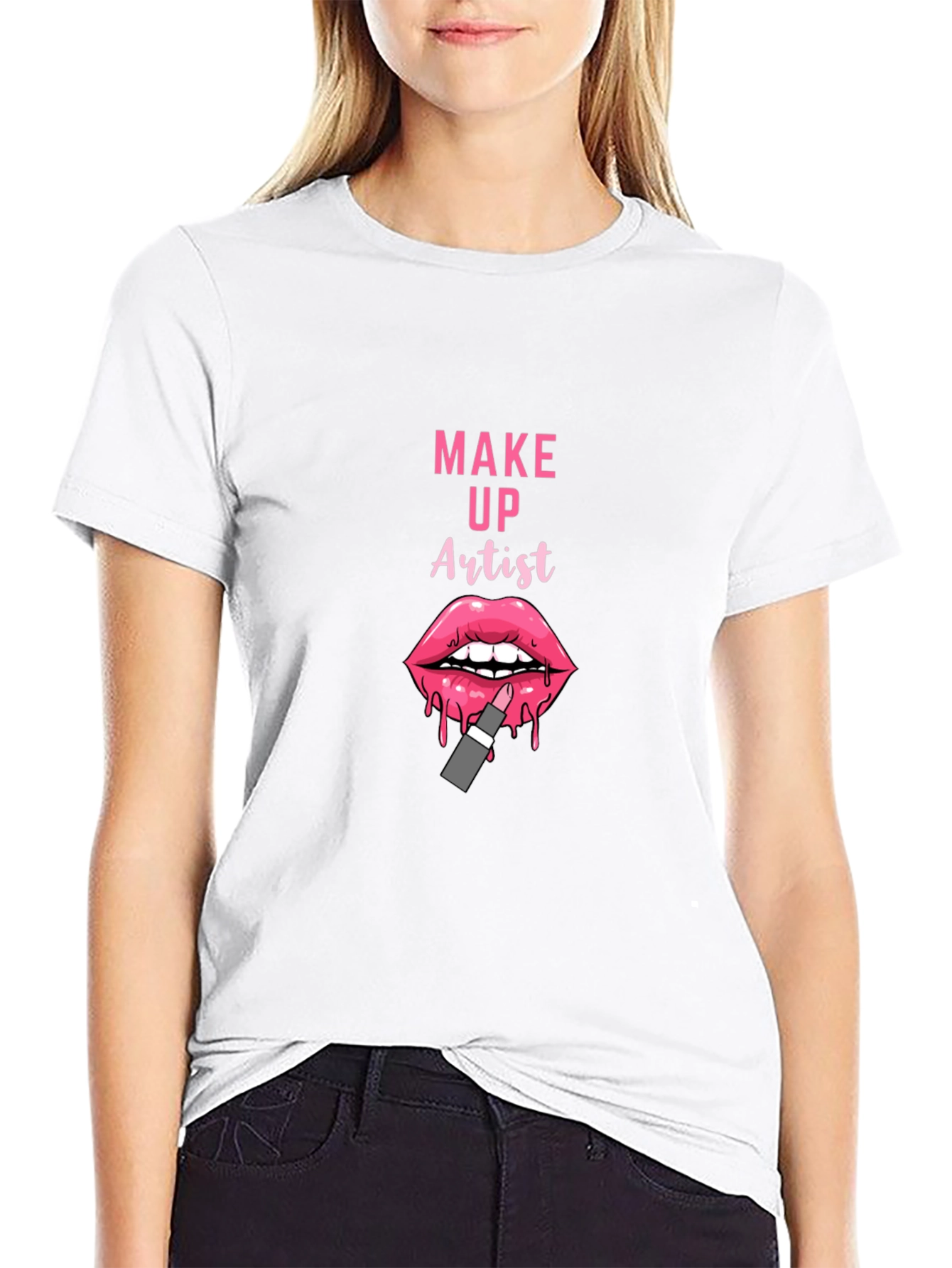 Makeup Artist T-Shirt - Pink Lips Design