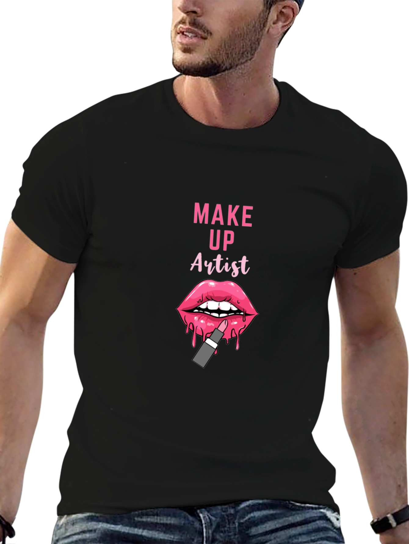 Makeup Artist T-Shirt - Pink Lips Design