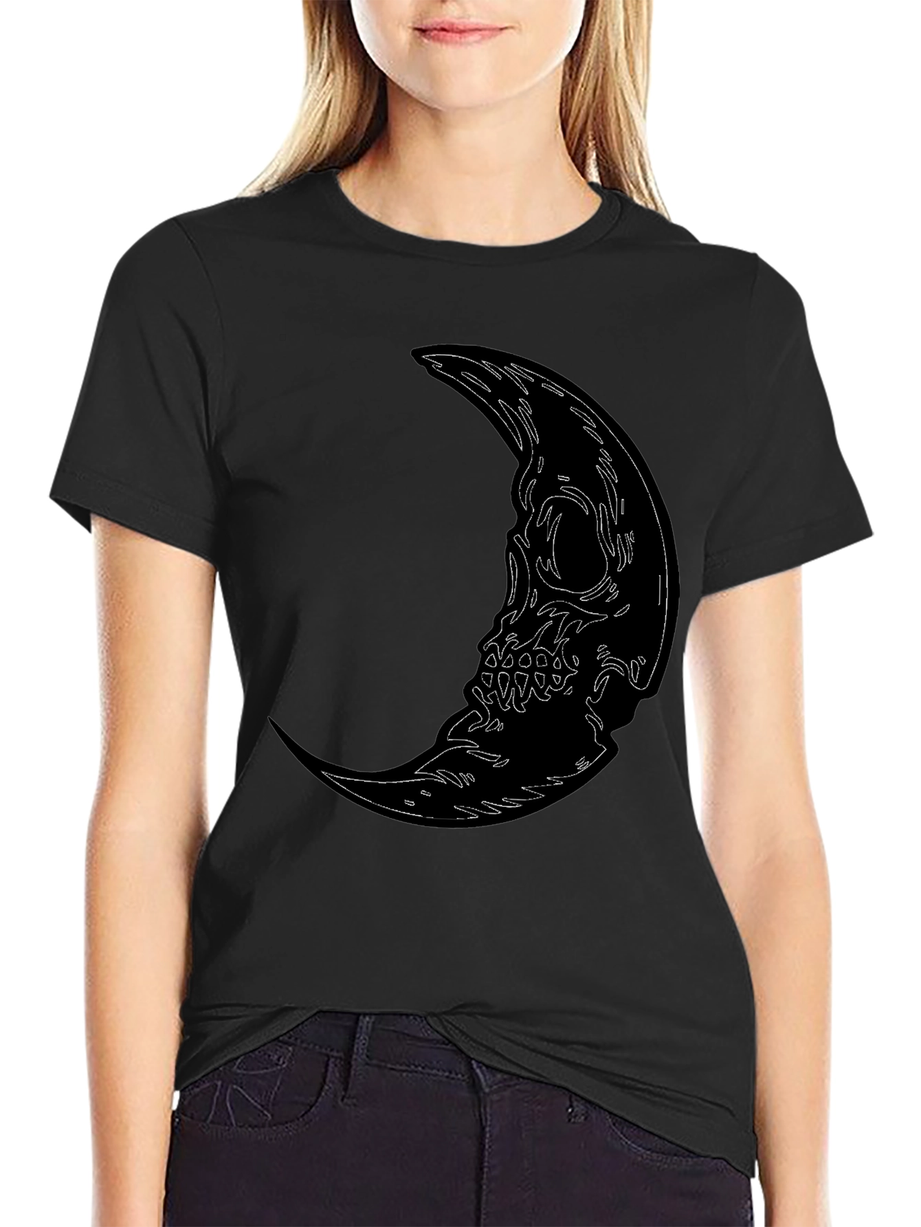 Skull Moon Graphic Tee - Mens Black T-Shirt