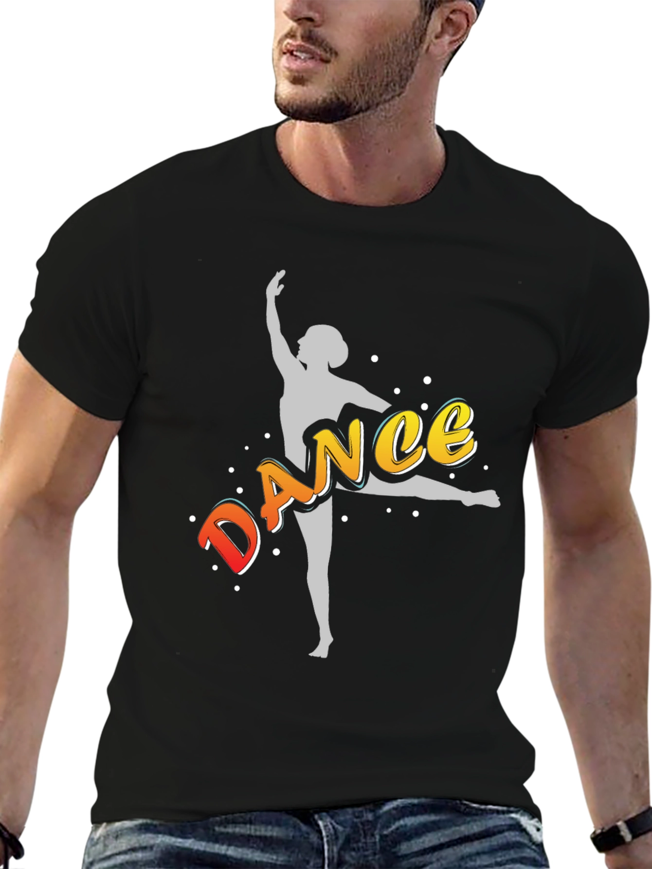 Dance Graphic T-Shirt - Black Cotton Blend Tee