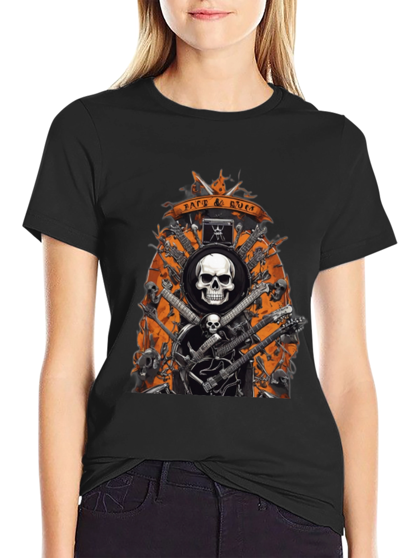 Rock n Roll Skull & Guitar Graphic Tee