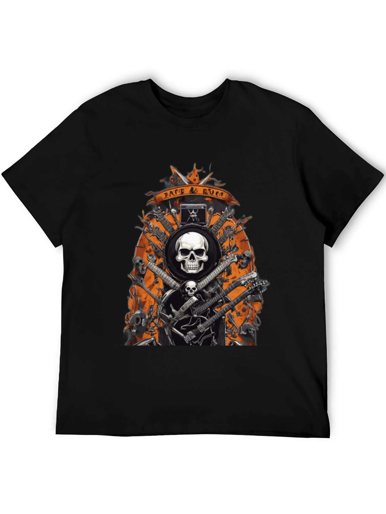 Rock n Roll Skull & Guitar Graphic Tee