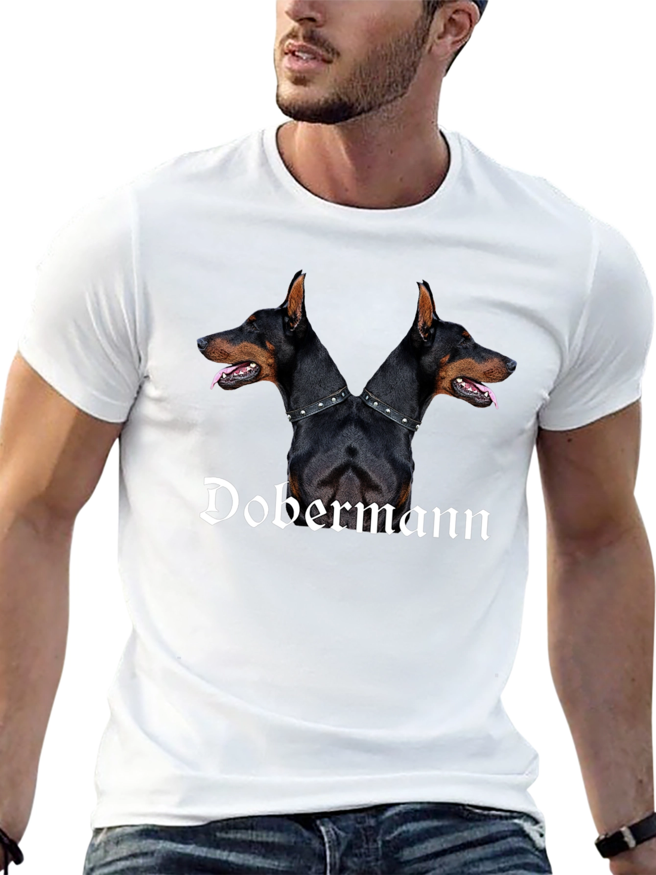 Dobermann Dog Two Headed Graphic T-Shirt
