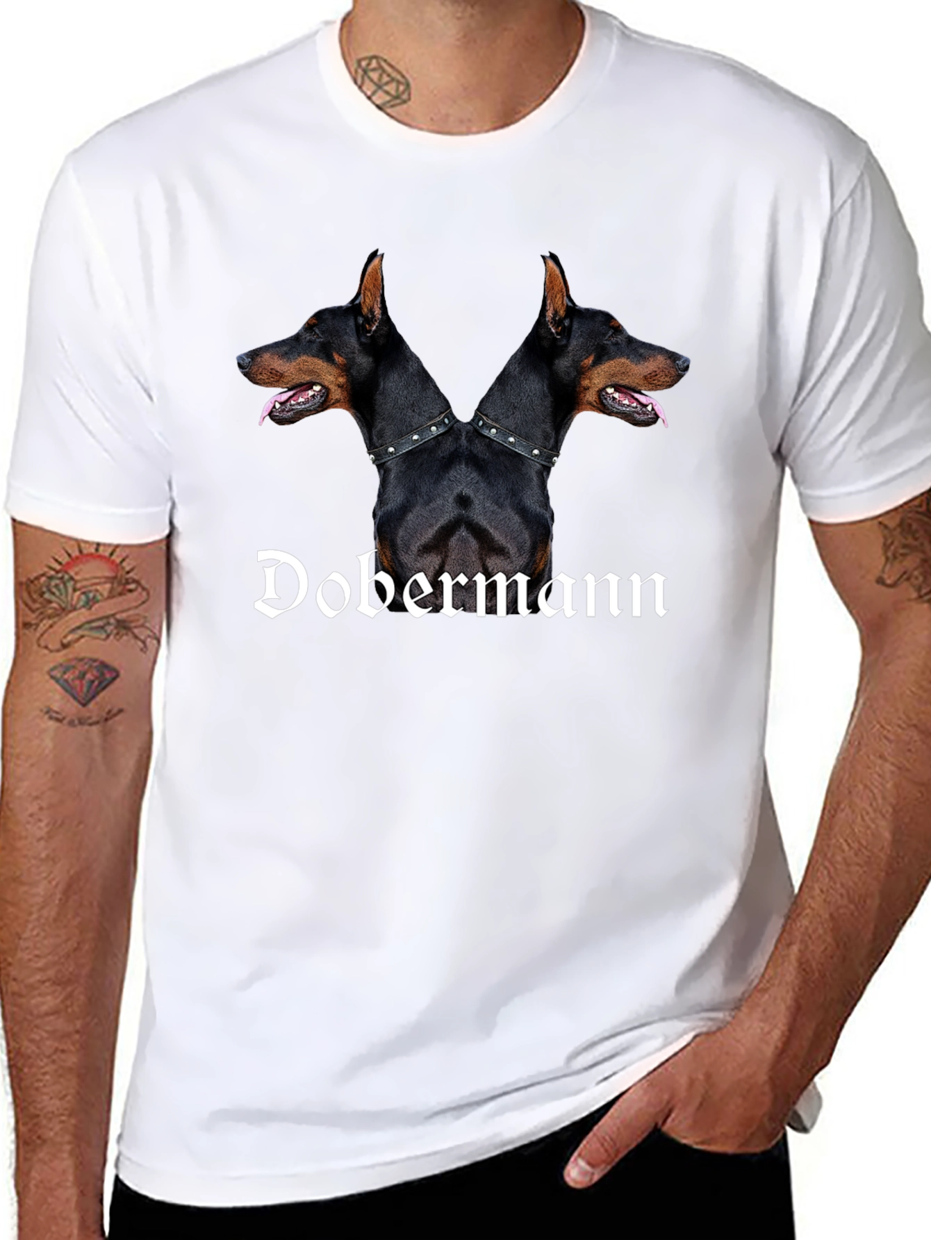 Dobermann Dog Two Headed Graphic T-Shirt