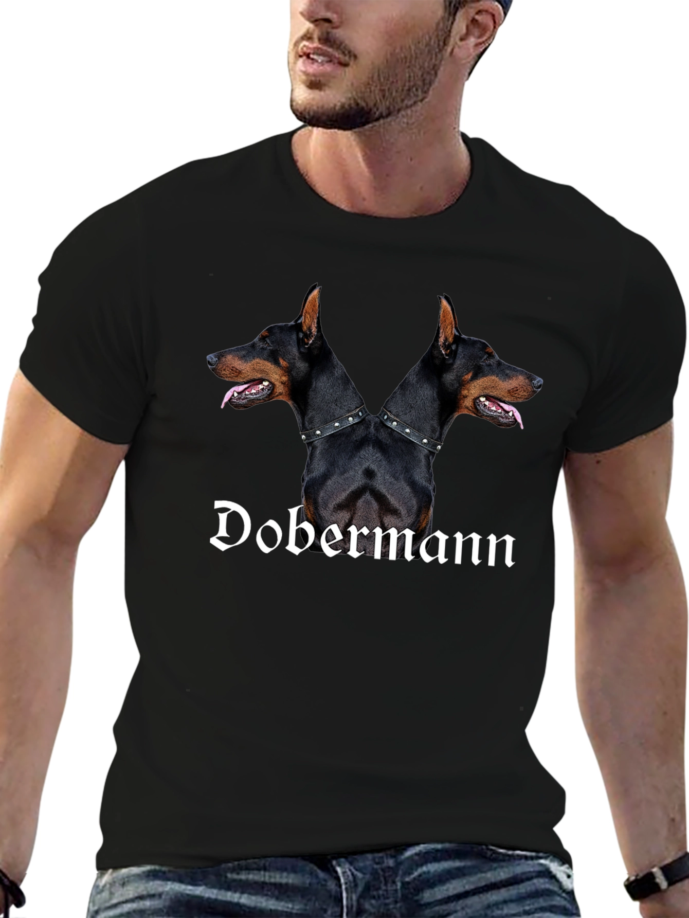 Dobermann Dog Two Headed Graphic T-Shirt